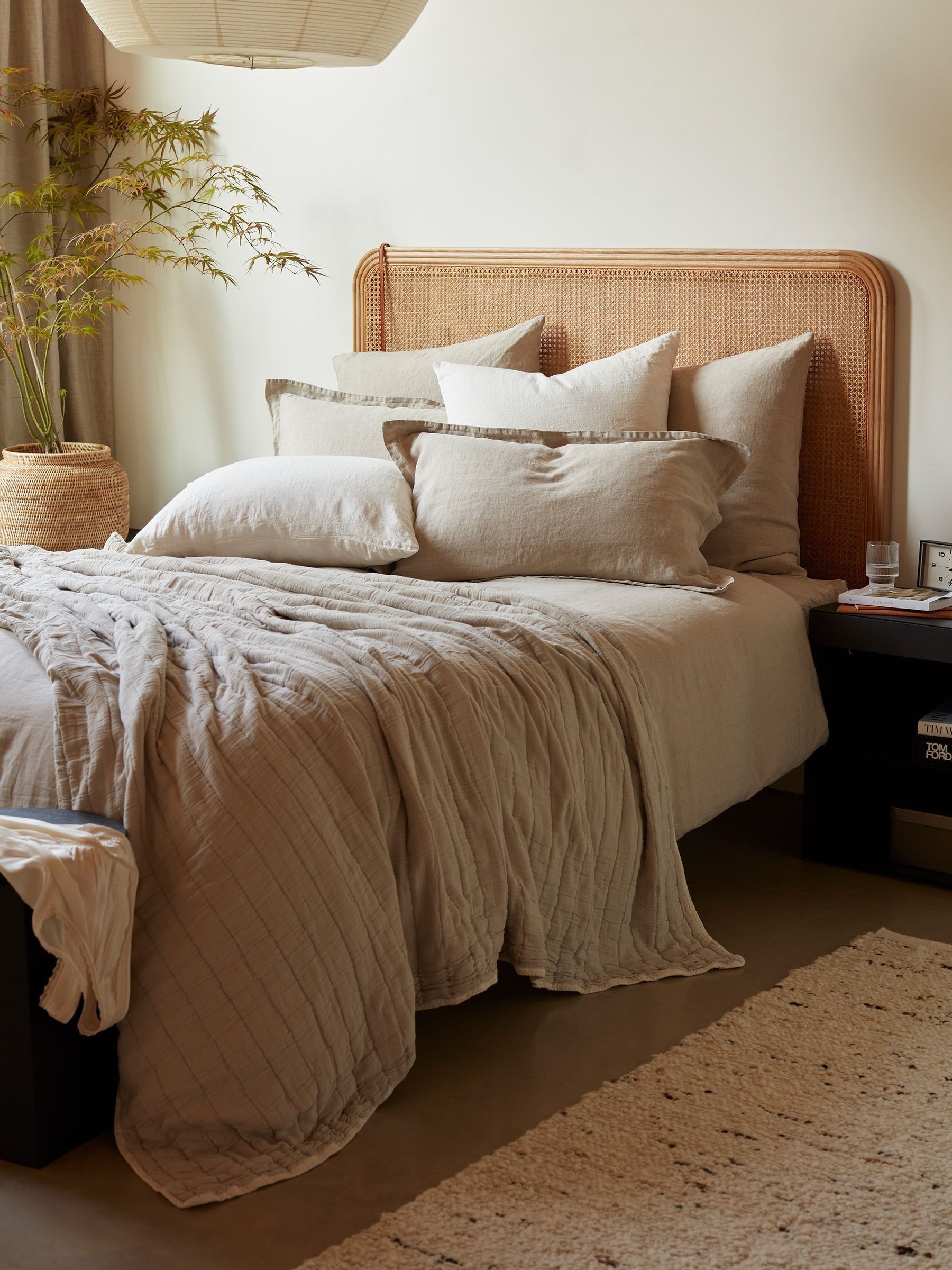 Secret Linen Store Natural Vivienne Quilted Throw - Image 2 of 3