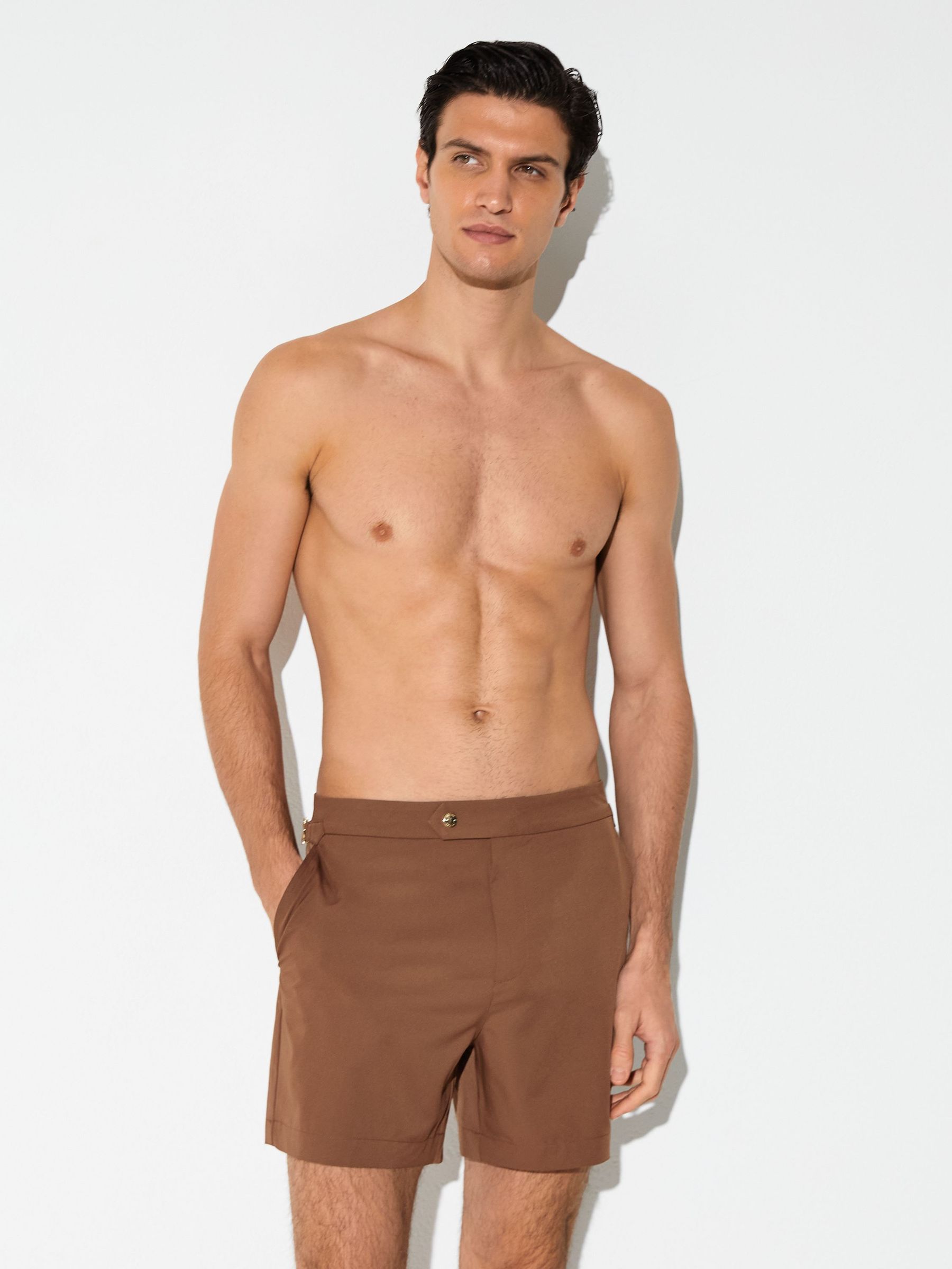 Side-Adjuster Swim Shorts in Mahogany Brown - image 5
