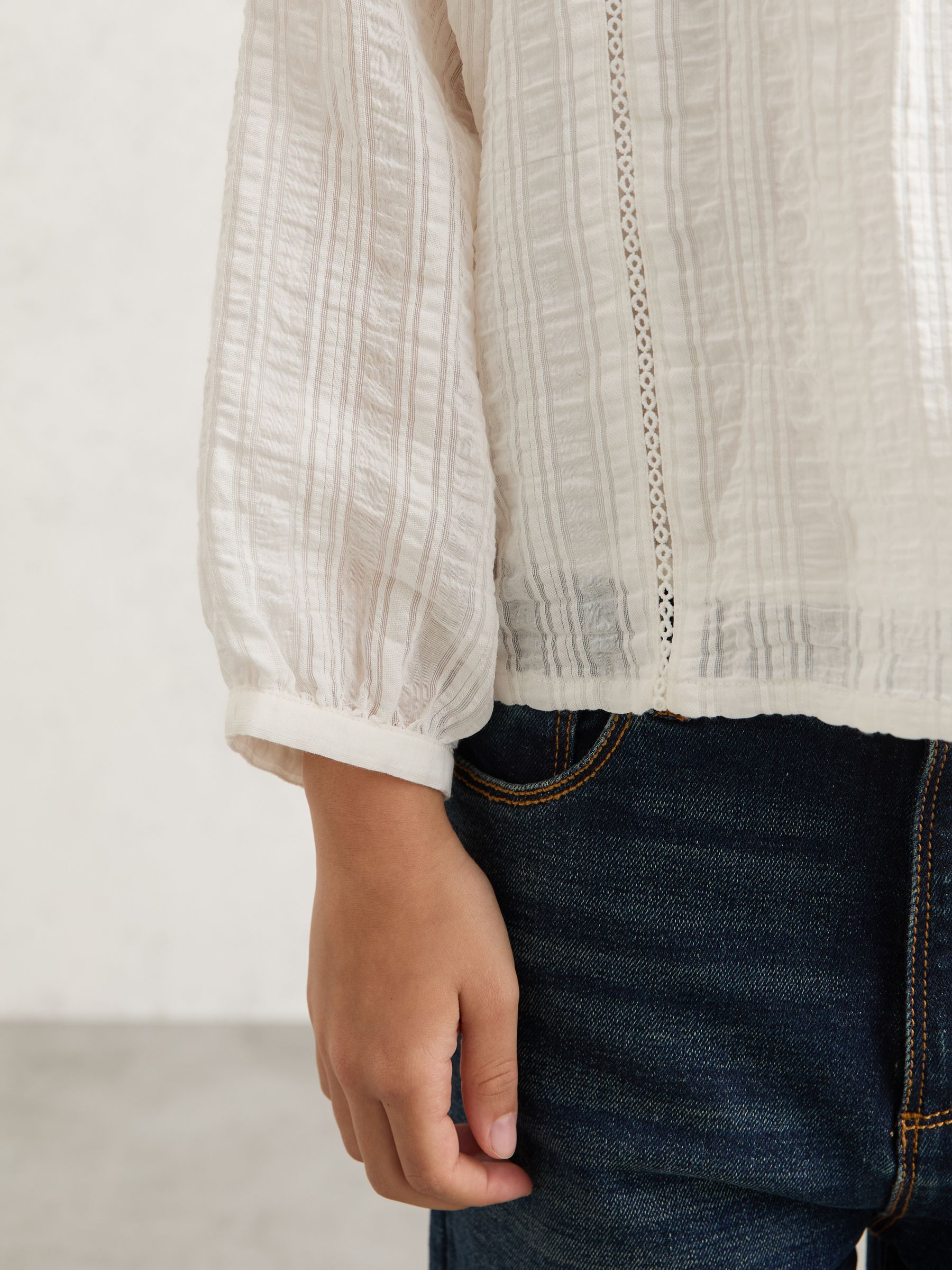 3-9 yrs Cheesecloth Textured Blouse in White - Image 4 of 5