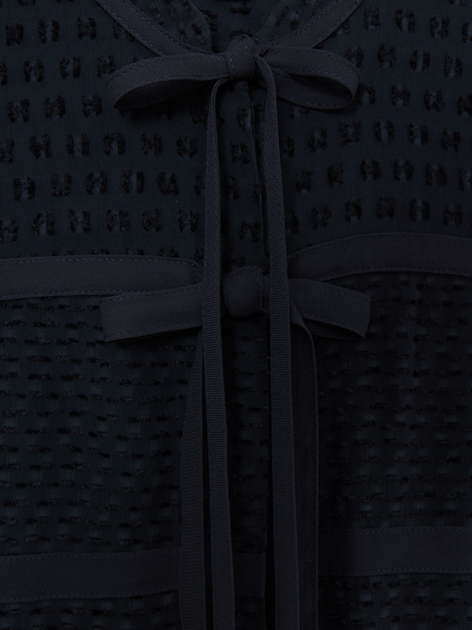 Embroidered Long-Sleeve Belted Playsuit in Navy - image 4
