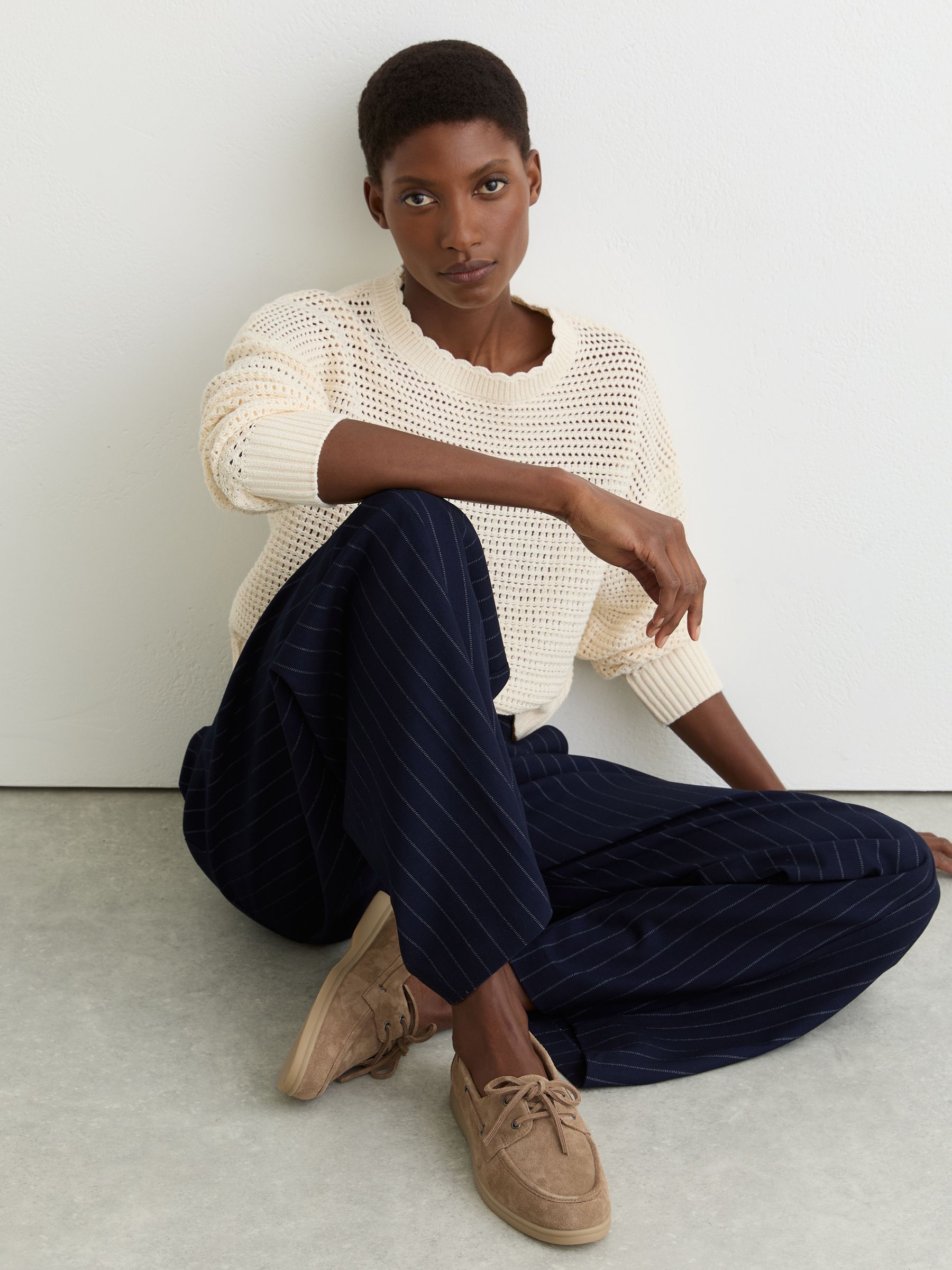 Suede Flat Boat Shoes in Taupe - Image 1 of 5