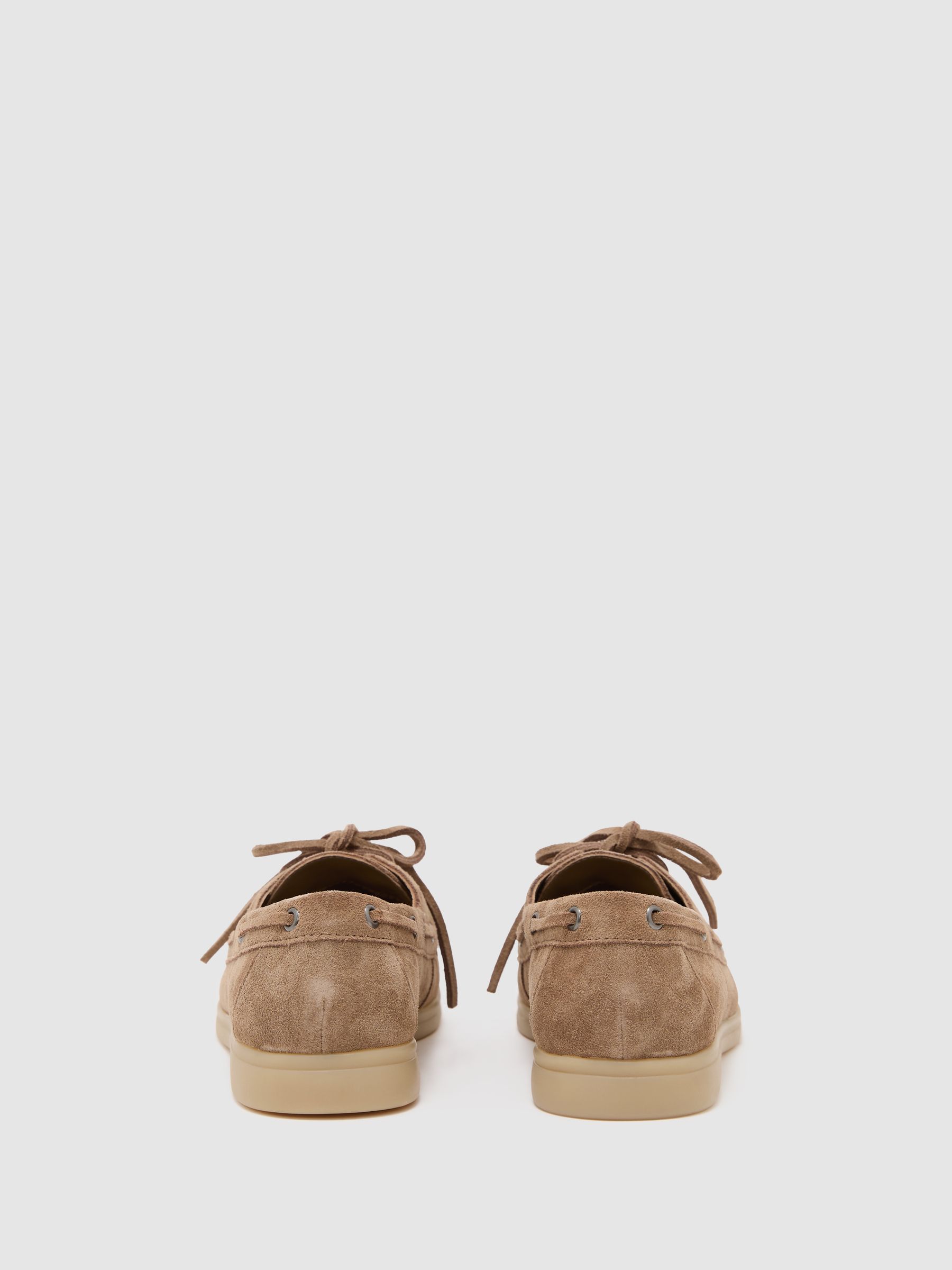 Suede Flat Boat Shoes in Taupe - Image 4 of 5