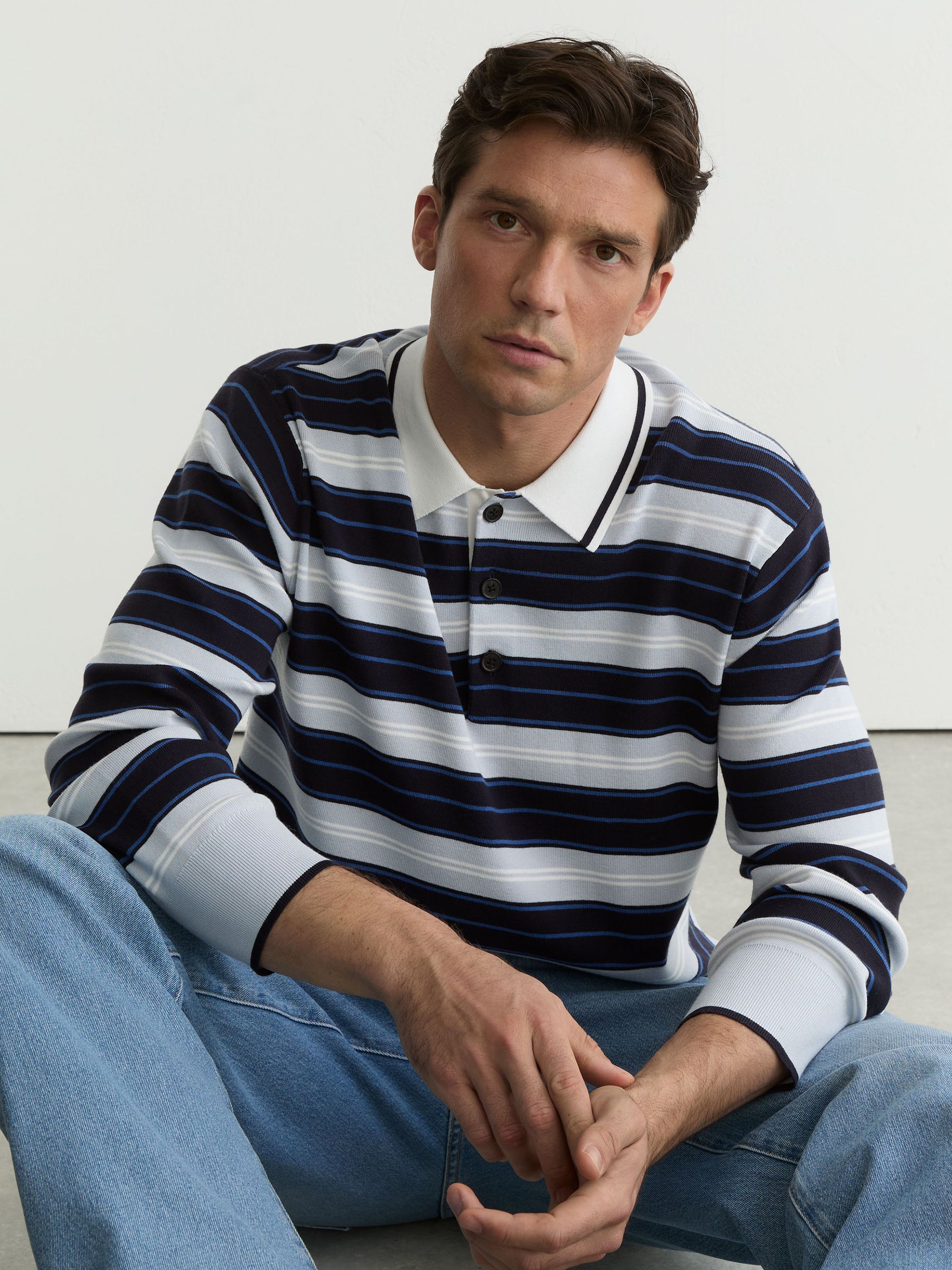 Rugby-stripe Half-button Jumper