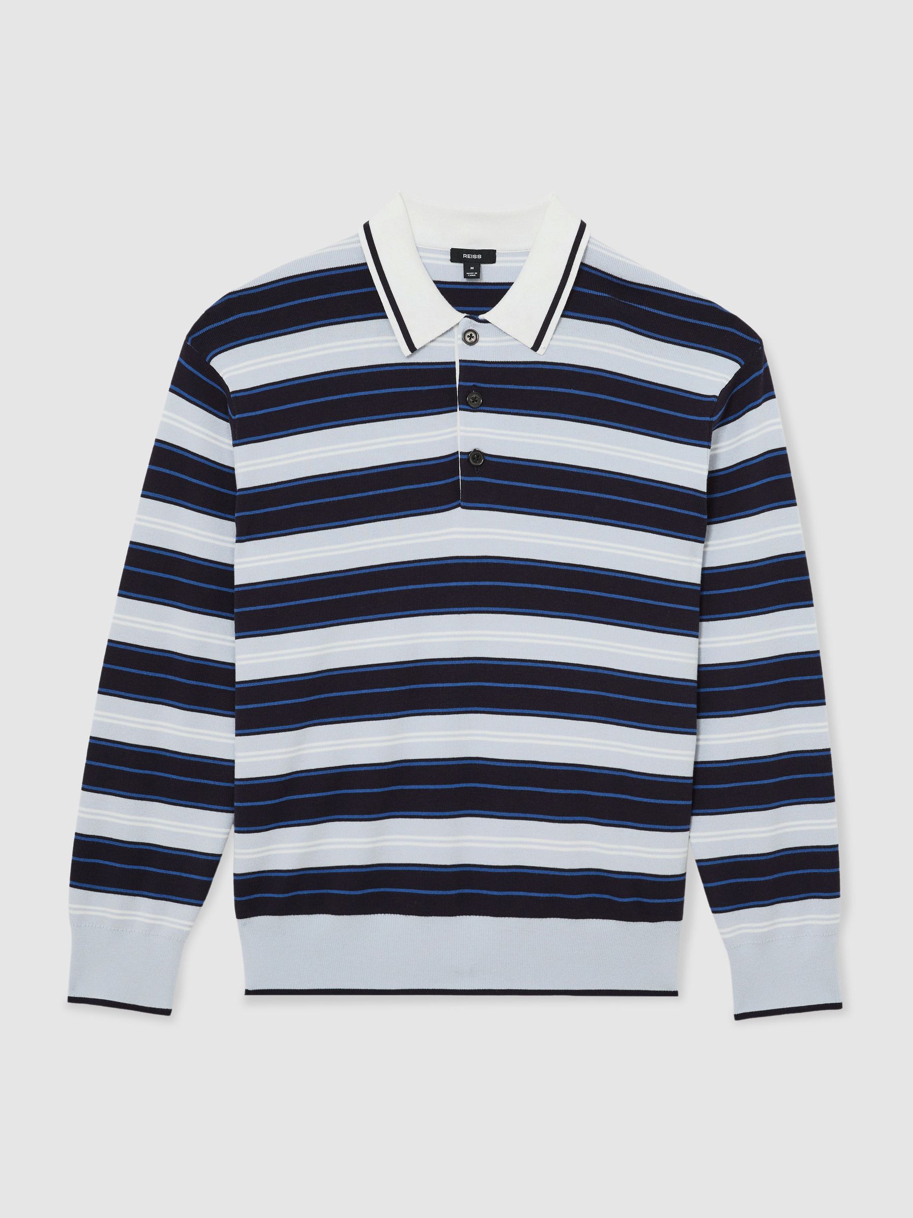 Rugby-Stripe Half-Button Jumper in Blue Multi - image 1