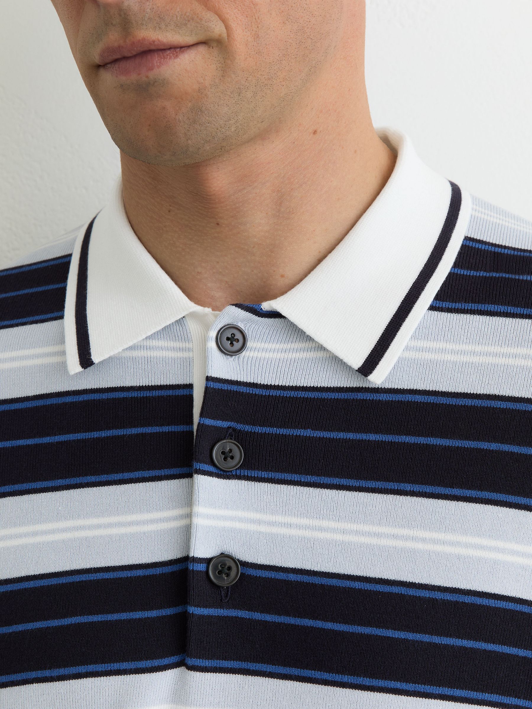 Ruby-Stripe Half-Button Jumper in Blue Multi - Image 3 of 7