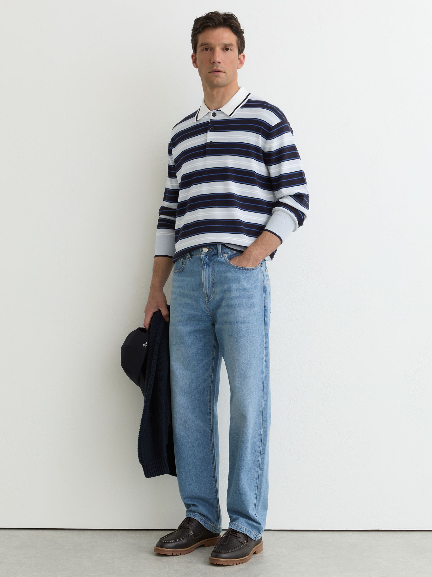 Rugby-Stripe Half-Button Jumper in Blue Multi - image 5
