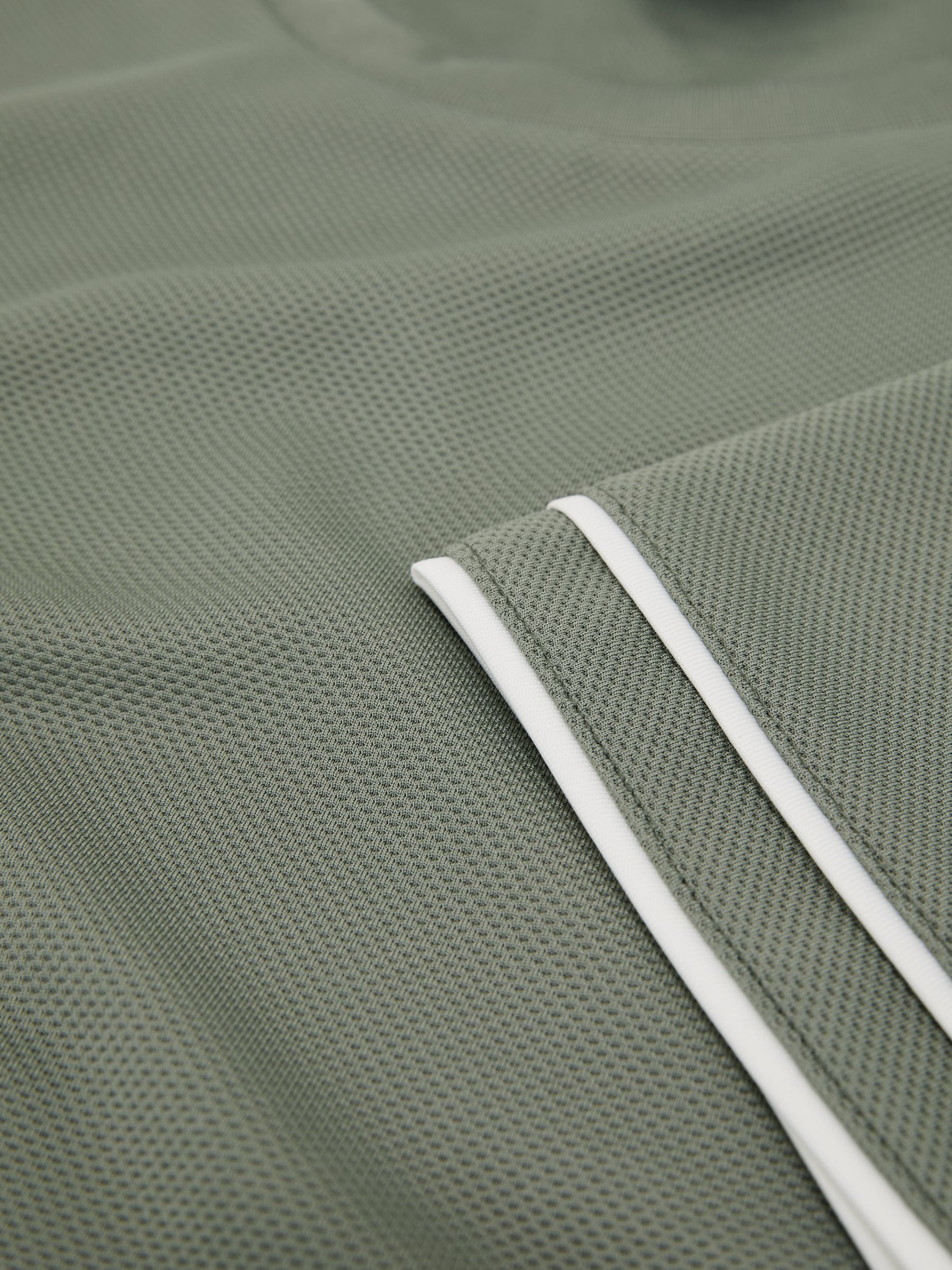 Piped-Trim Textured T-Shirt in Sage Green - Image 6 of 6