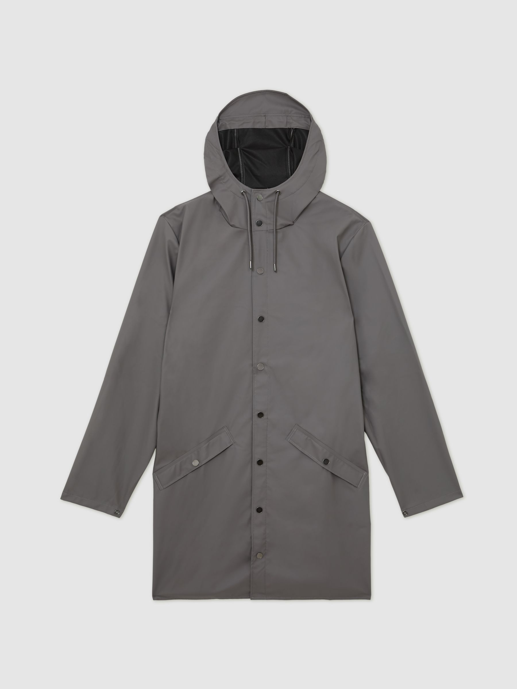 Rains Waterproof Long Rain Jacket in Grey - Image 1 of 2