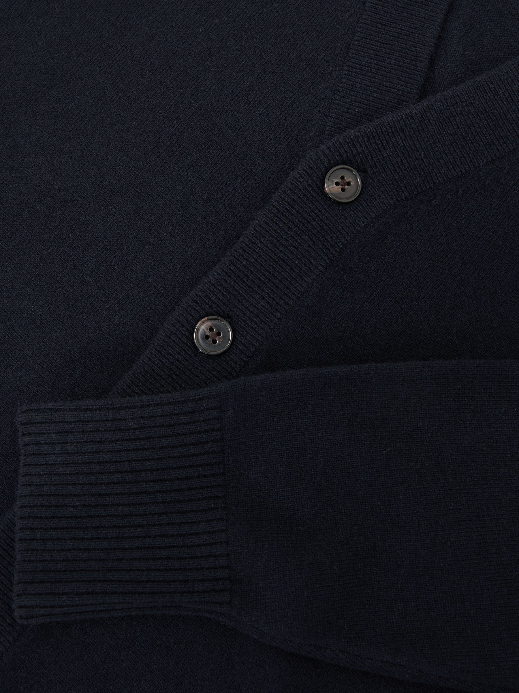 Merino Wool V-Neck Cardigan in Navy - Image 6 of 6