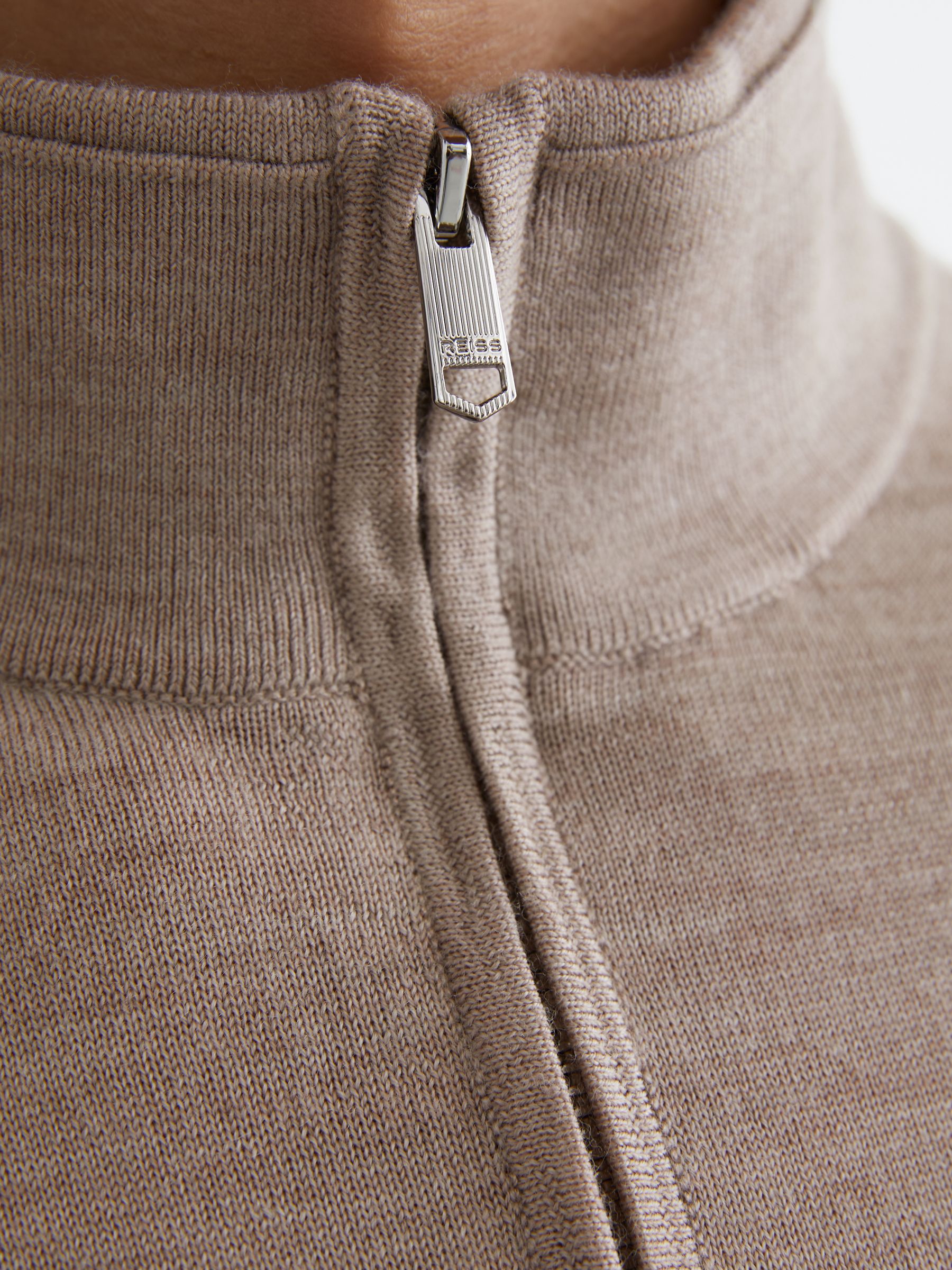 Wool Half-Zip Logo Jumper in Wheat Melange - image 4