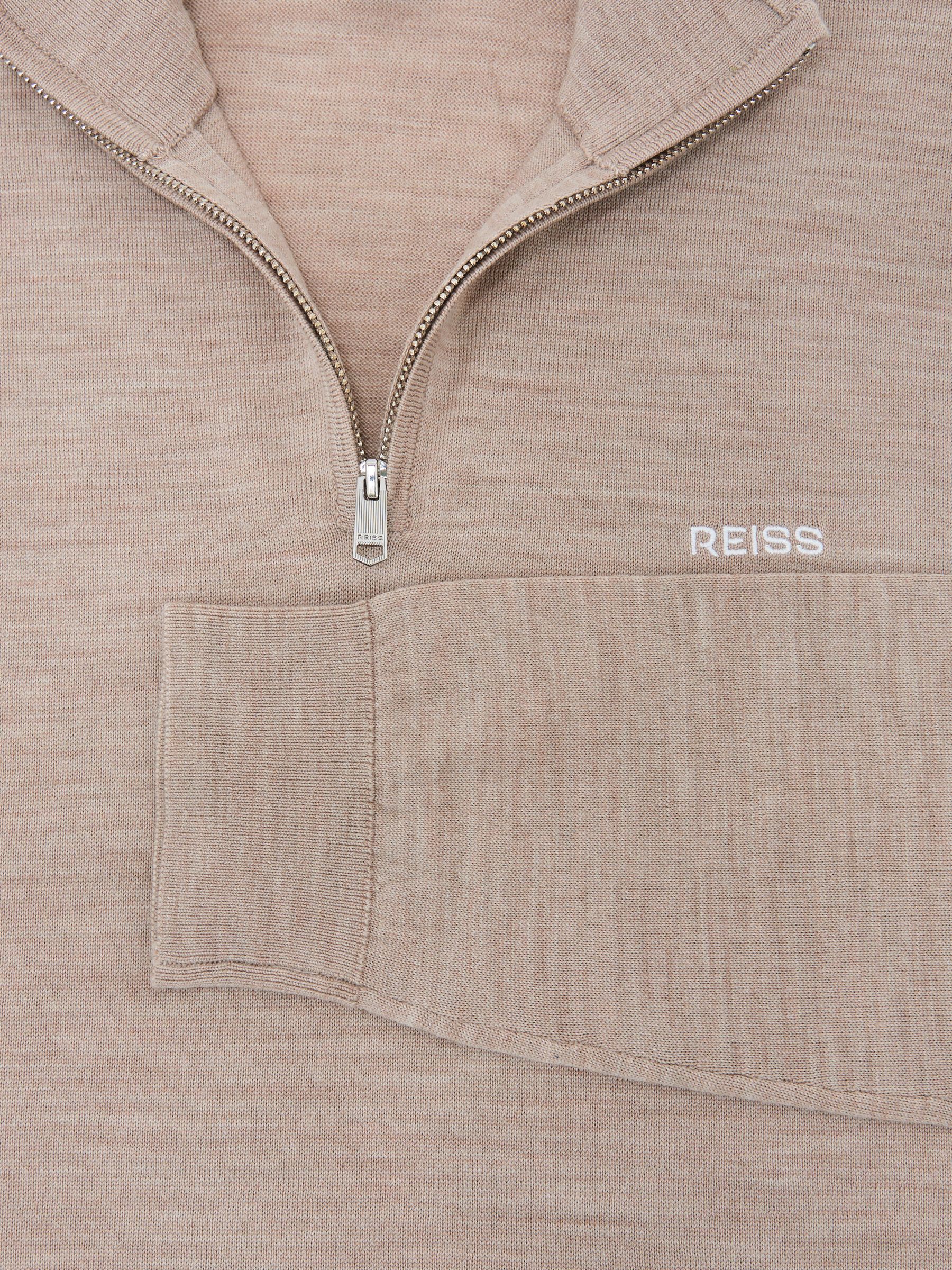 Merino Wool Half-Zip Logo Jumper in Wheat Melange - Image 7 of 7