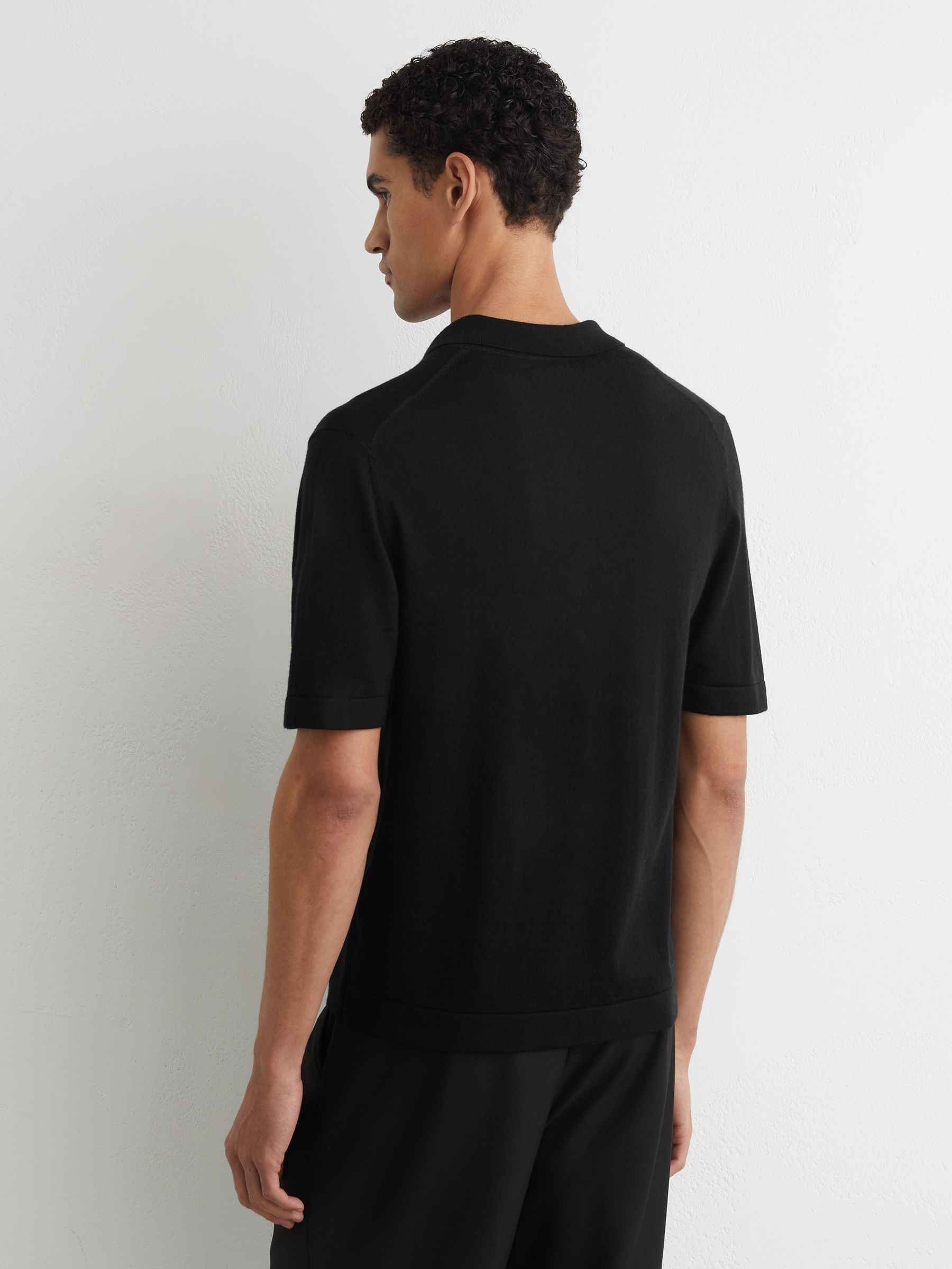 Chemise en laine mérinos à col cubain noir - Image 4 de 5