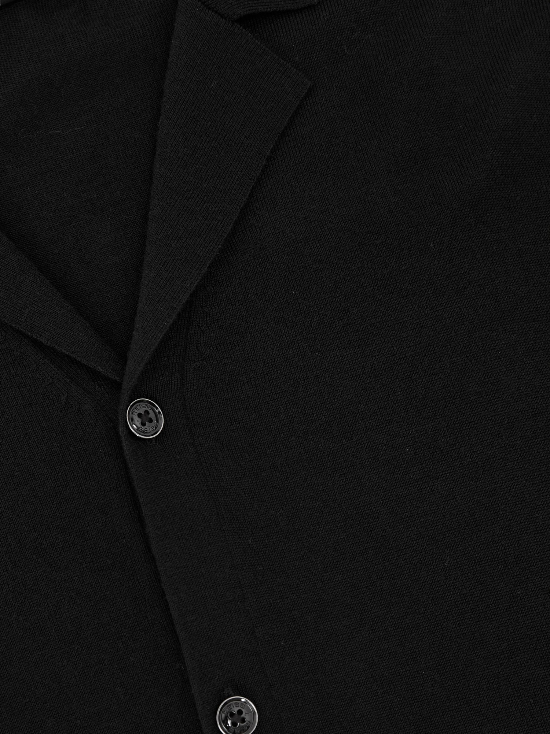 Merino Wool Cuban-Collar Shirt in Black - image 4