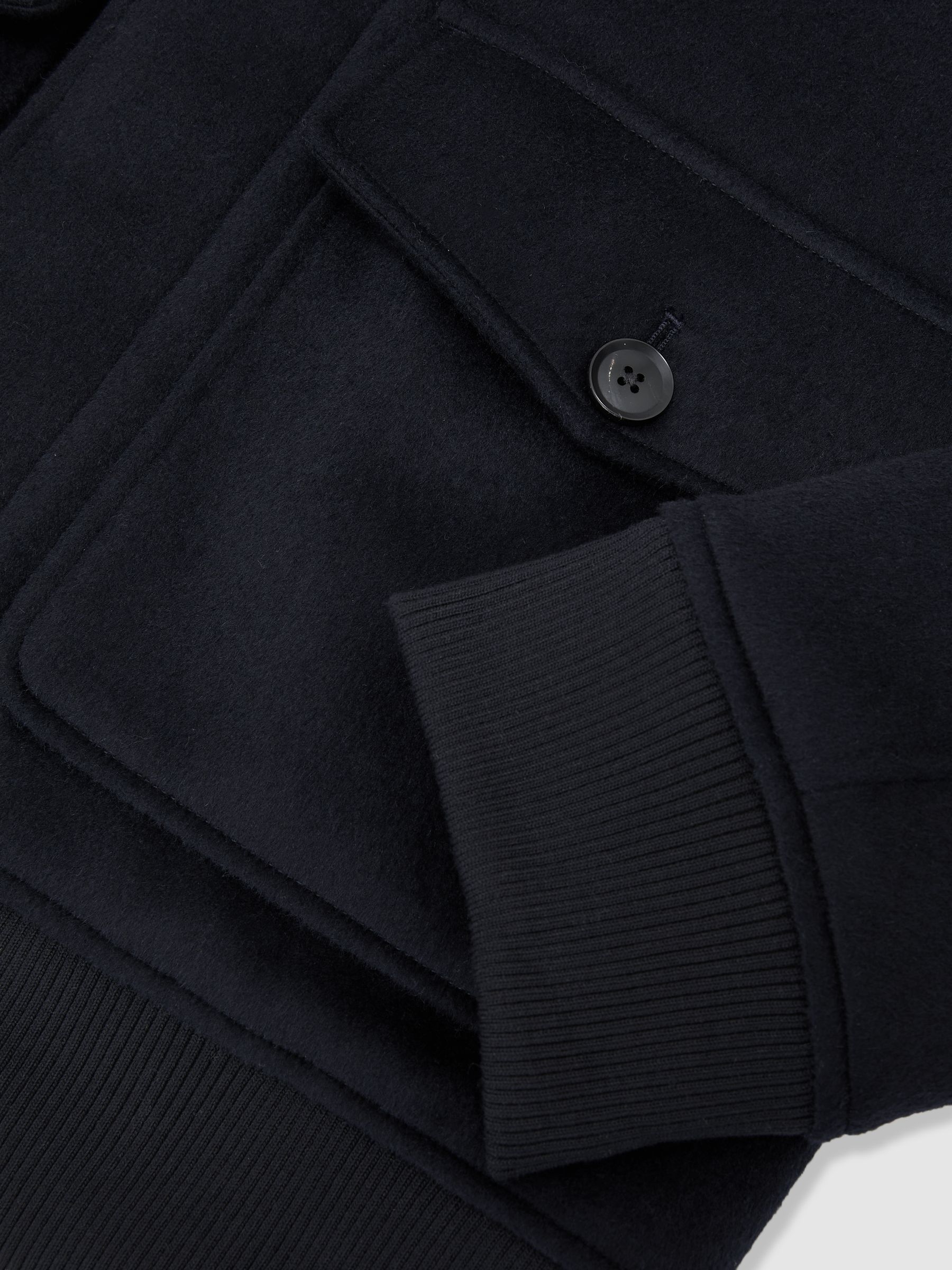 Wool-Blend Funnel-Neck Bomber Jacket in Navy - image 2
