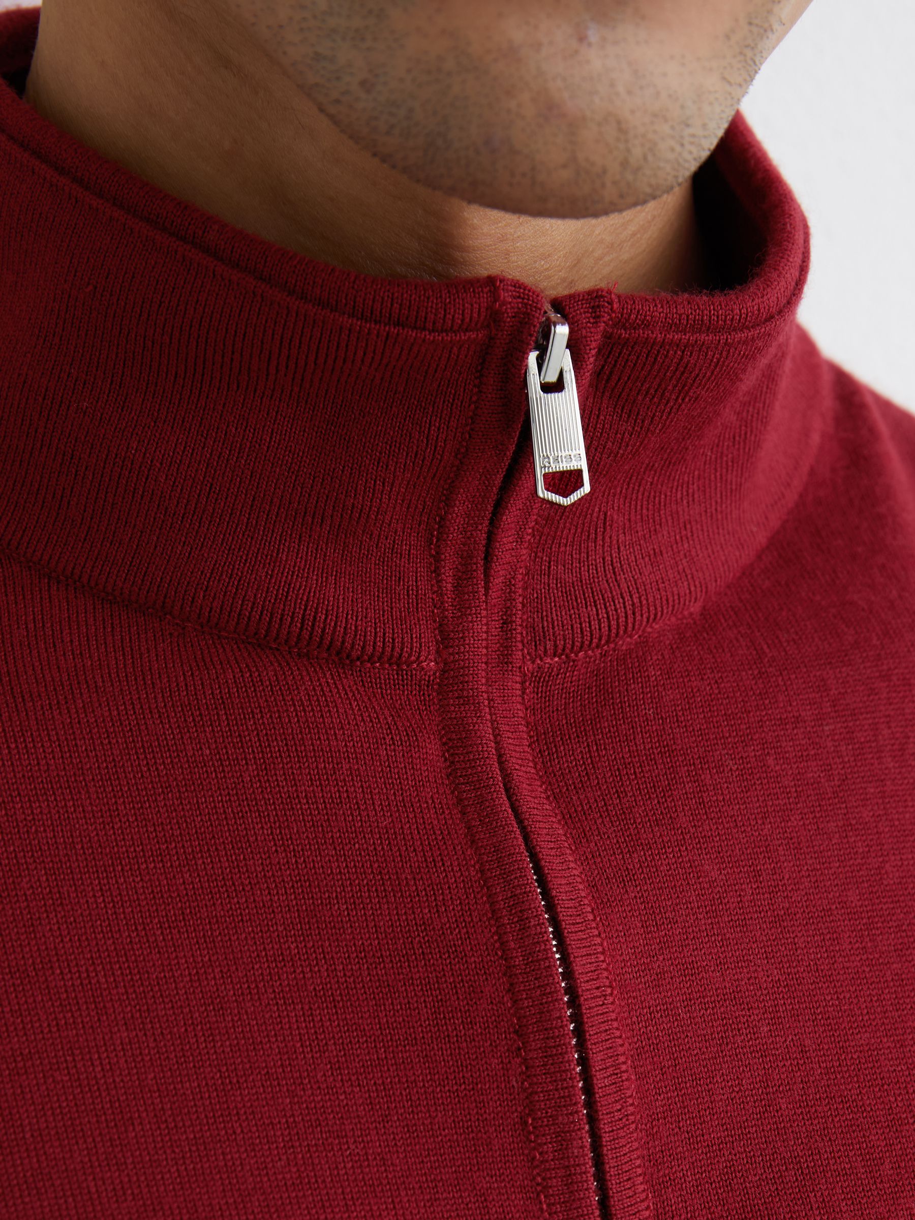 Wool Half-Zip Logo Jumper in Red - image 3