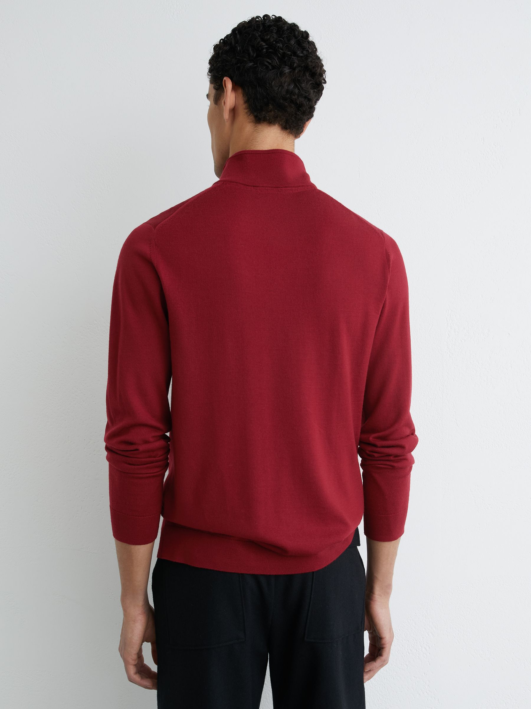 Merino Wool Half-Zip Logo Jumper in Red - Image 4 of 5