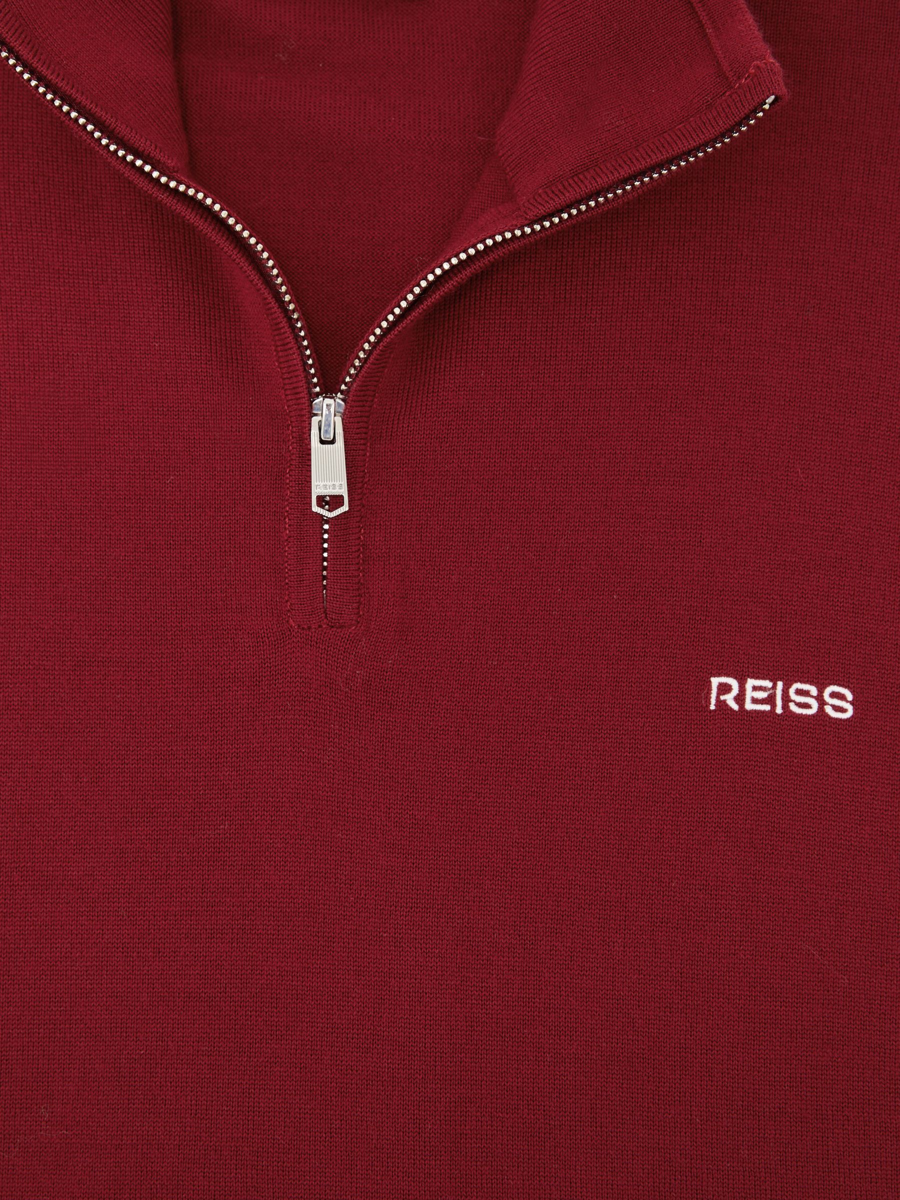Merino Wool Half-Zip Logo Jumper in Red - Image 5 of 5