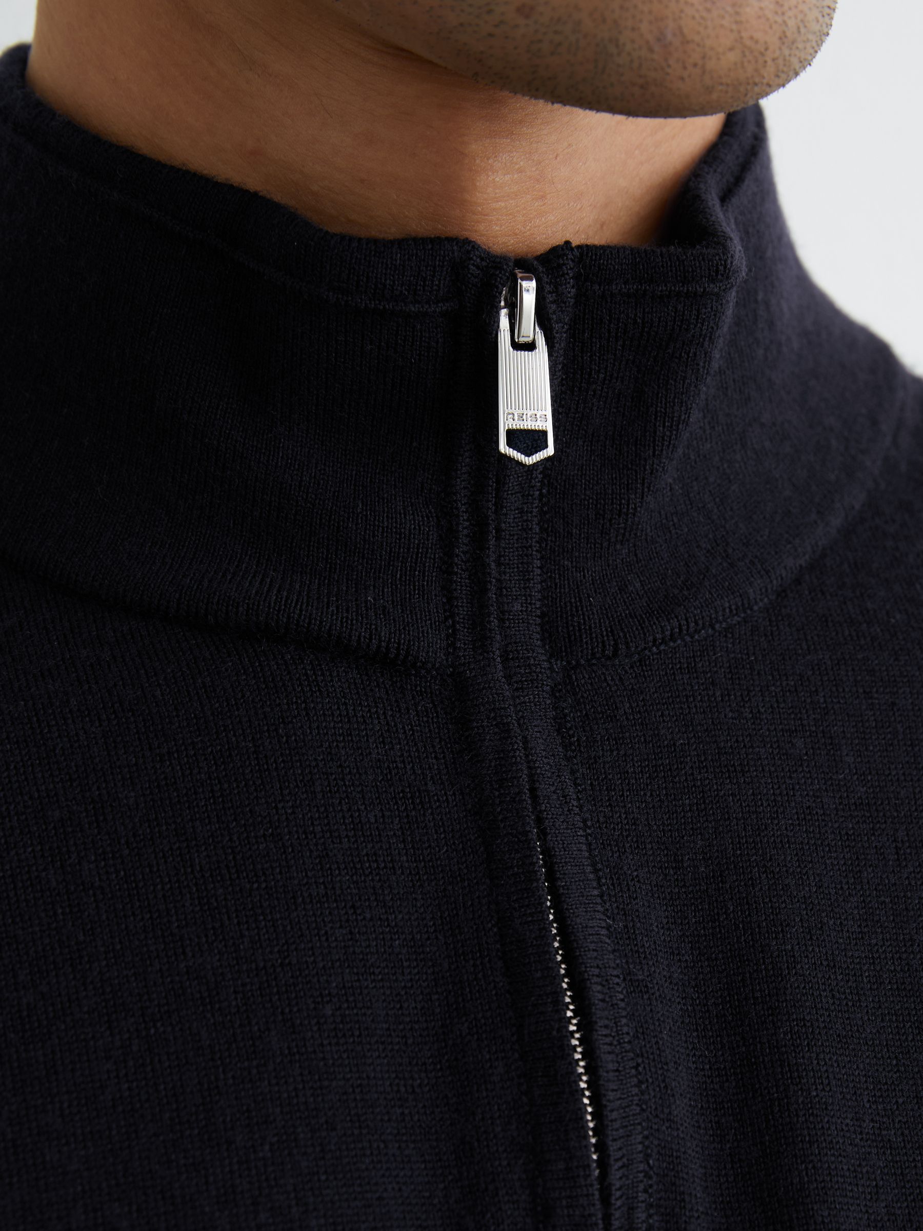 Merino Wool Half-Zip Logo Jumper in Navy - Image 4 of 6