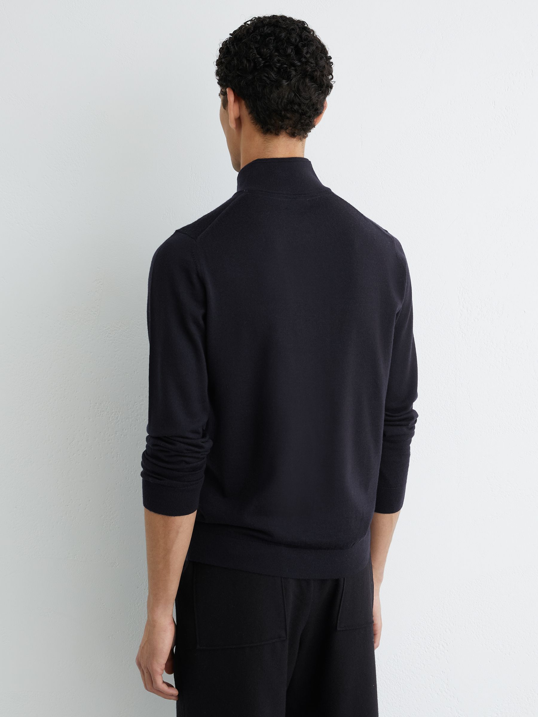 Merino Wool Half-Zip Logo Jumper in Navy - Image 5 of 6