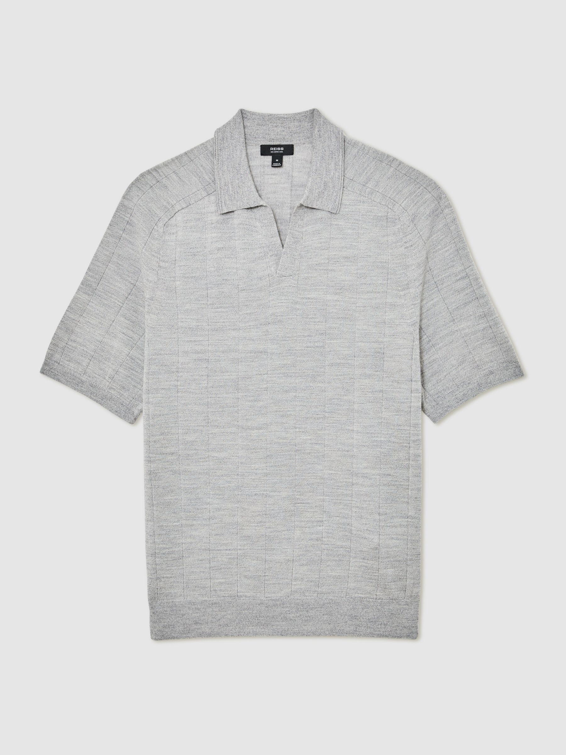 Wool Wide-Rib Polo Jumper in Soft Grey Mouline - image 1