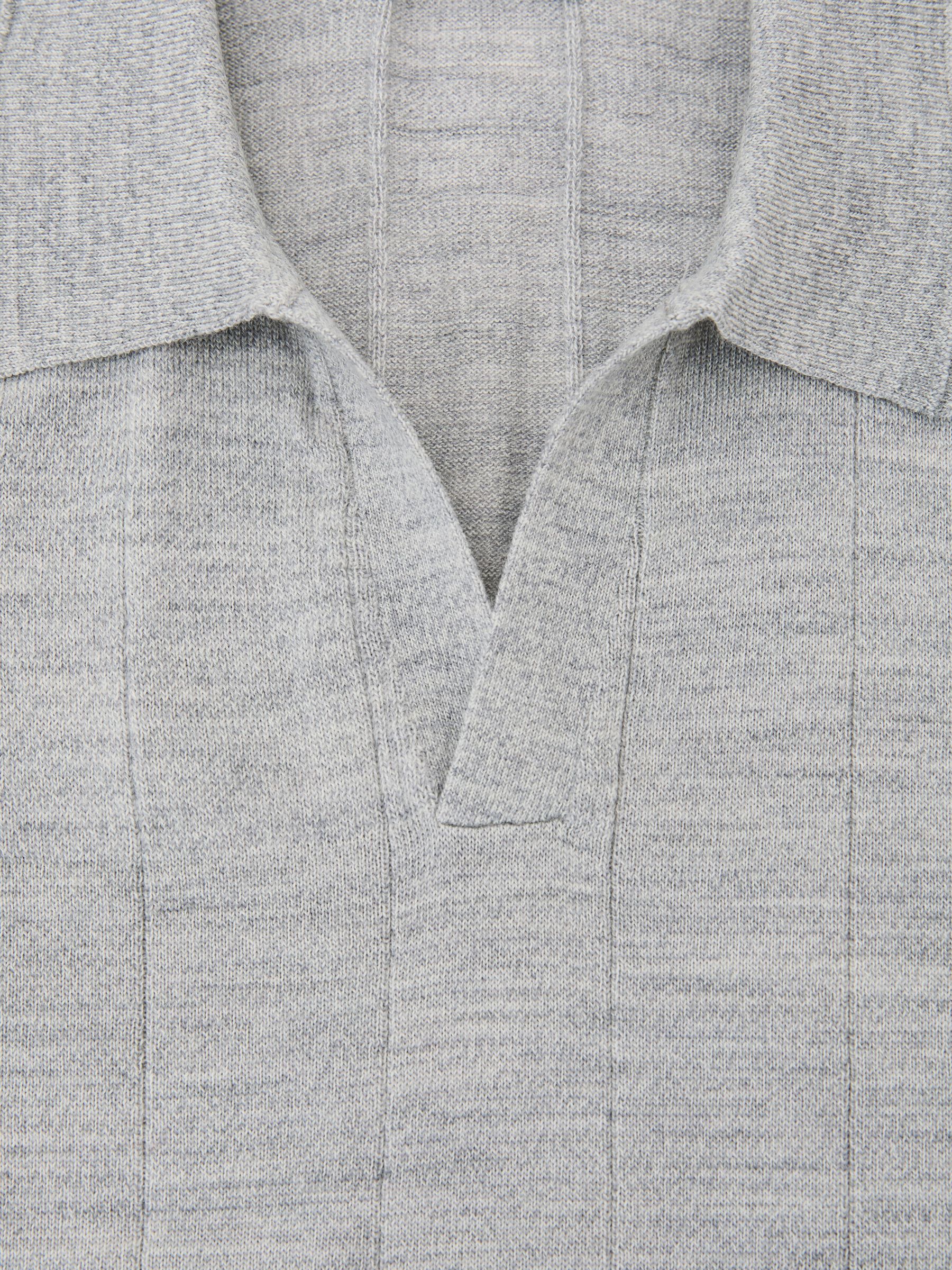 Merino Wool Wide-Rib Polo Jumper in Soft Grey Mouline - Image 6 of 6