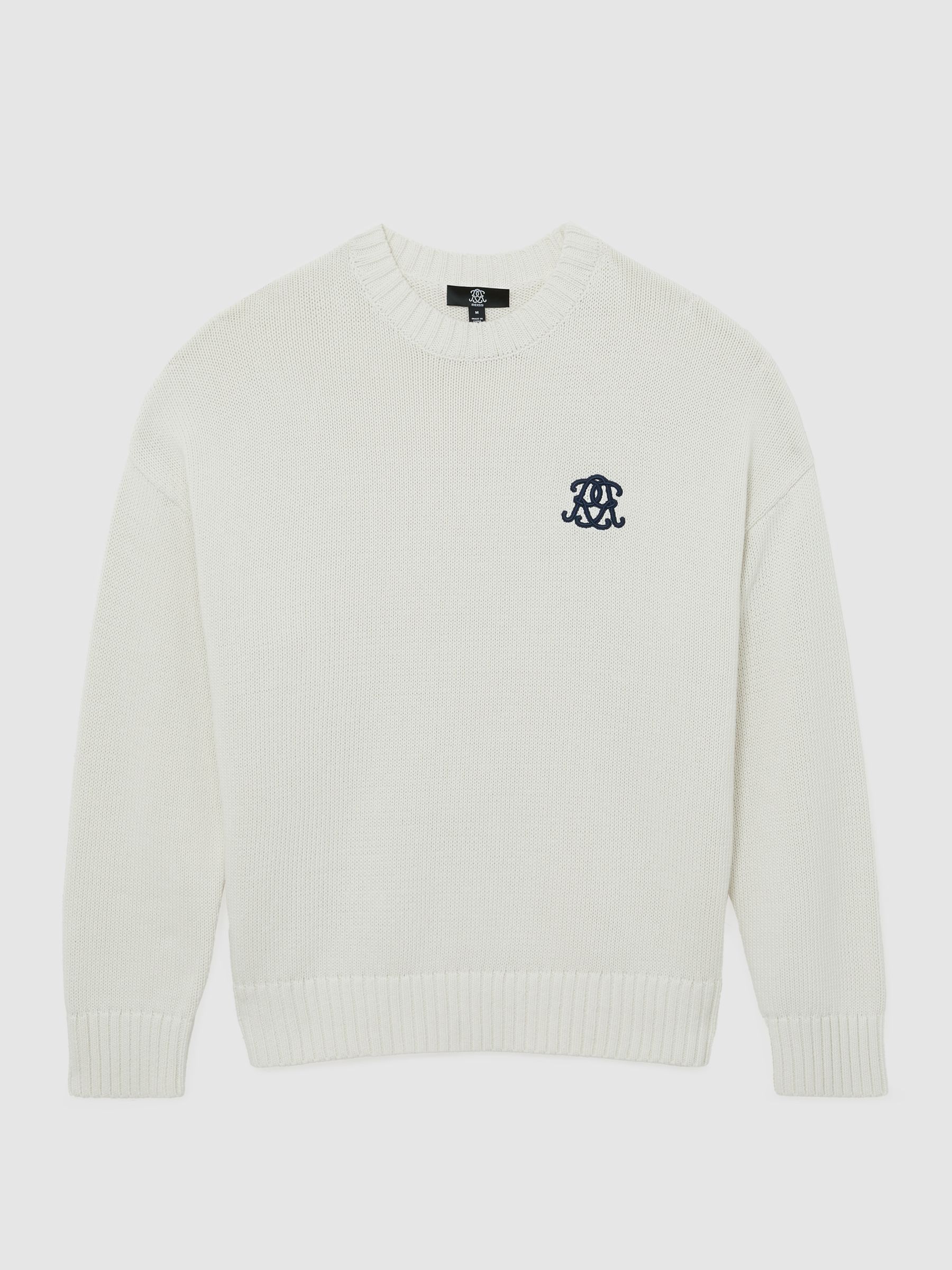 Monogram-Embroidered Relaxed Jumper in Off White - image 1