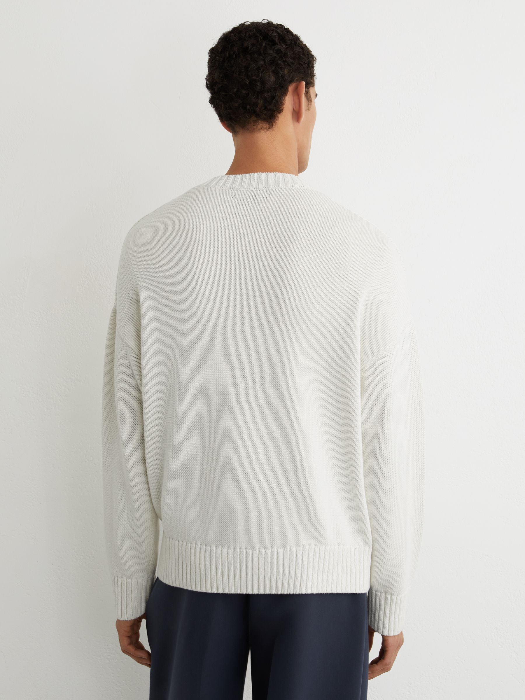 Monogram-Embroidered Relaxed Jumper in Off White - image 4