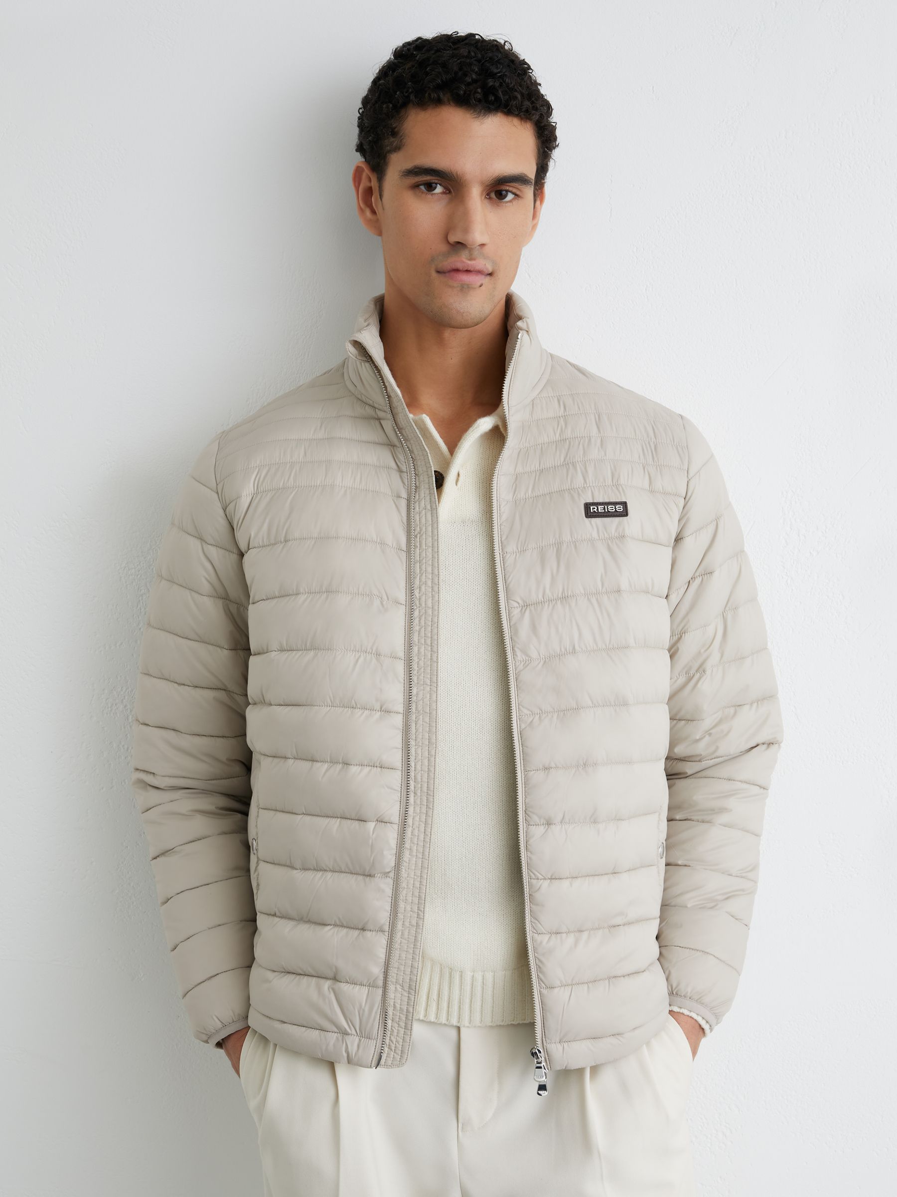 Quilted Zip-Through Jacket in Light Stone - Image 1 of 6