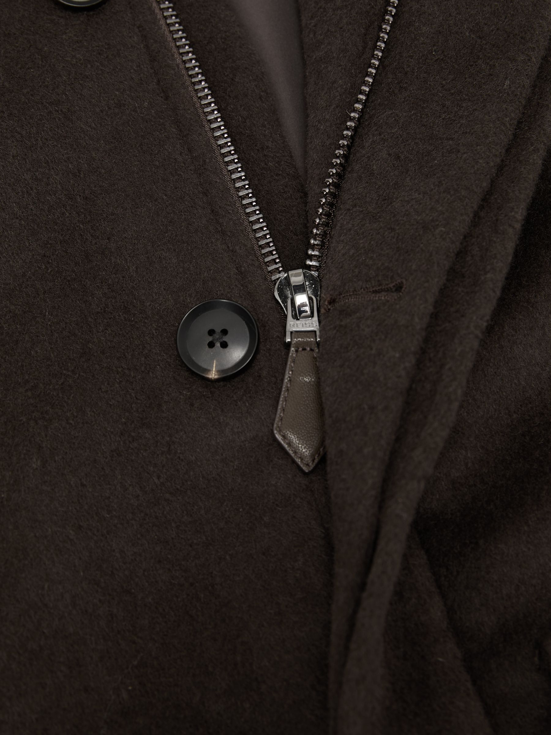 Wool-Blend Funnel-Neck Bomber Jacket in Chocolate Brown - image 4