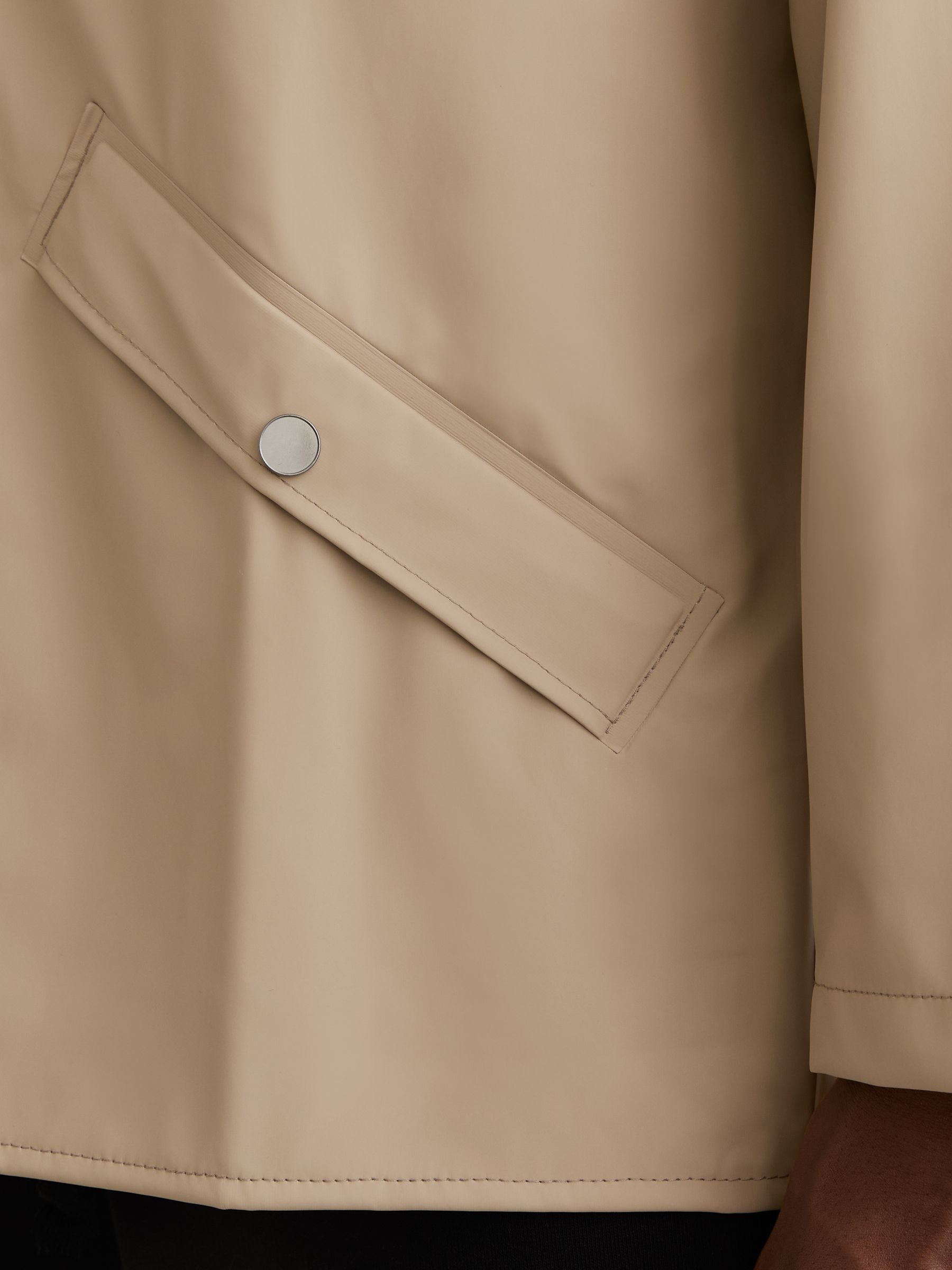 Rains Waterproof Hooded Rain Jacket in Beige - Image 3 of 5
