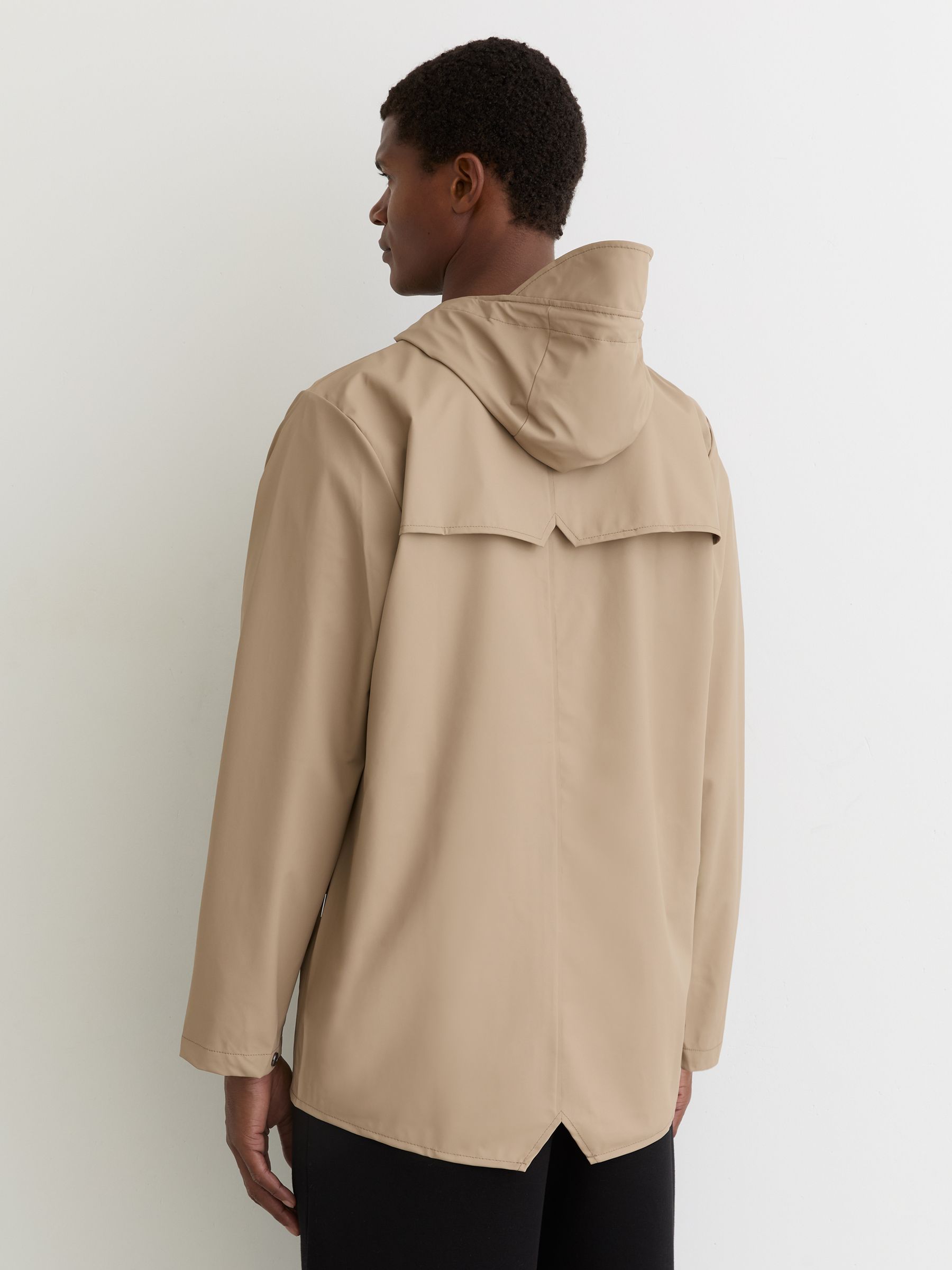 Rains Waterproof Hooded Rain Jacket in Beige - Image 4 of 5