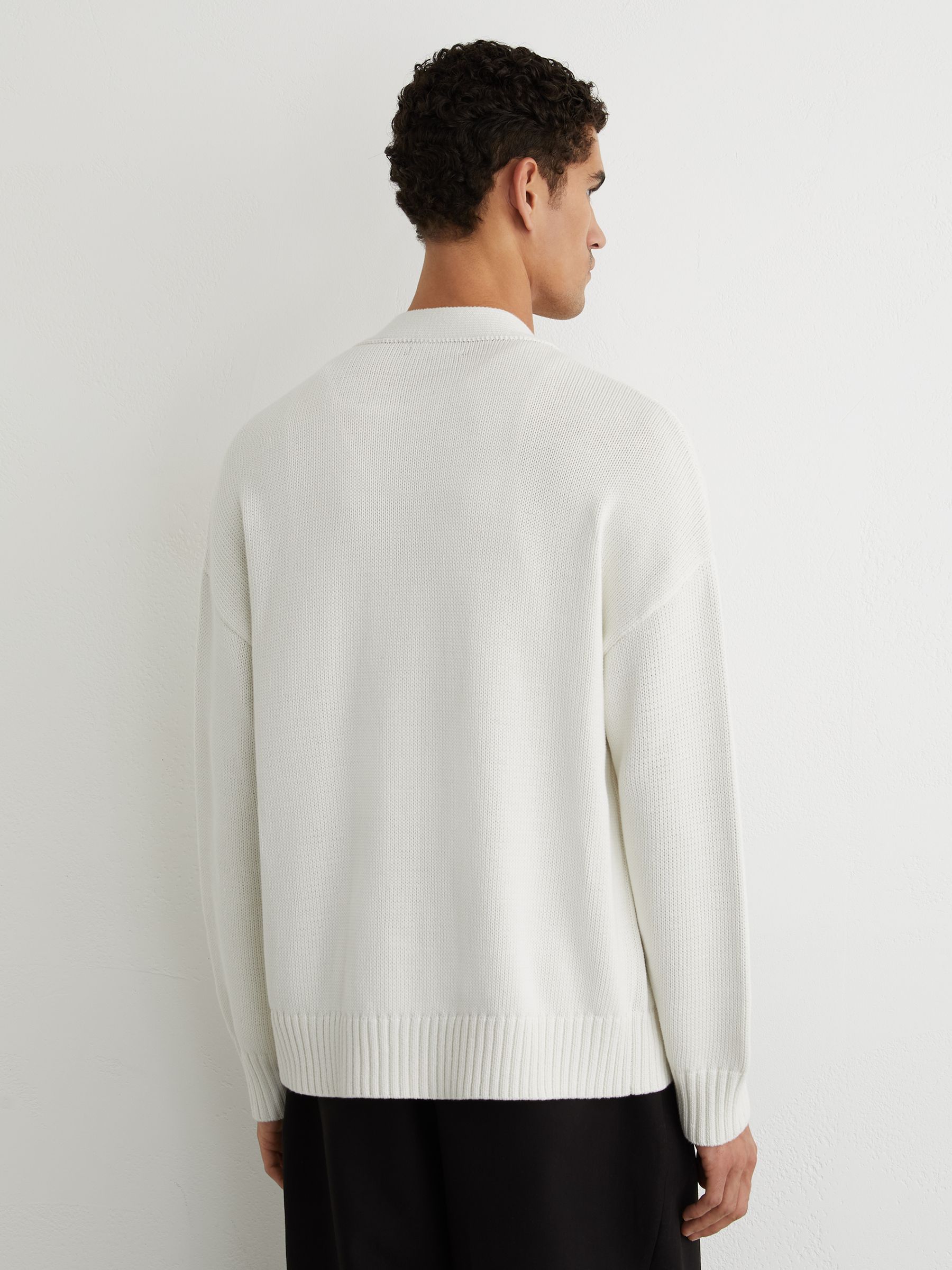 Monogram-Embroidered Relaxed Cardigan in Off White - image 3