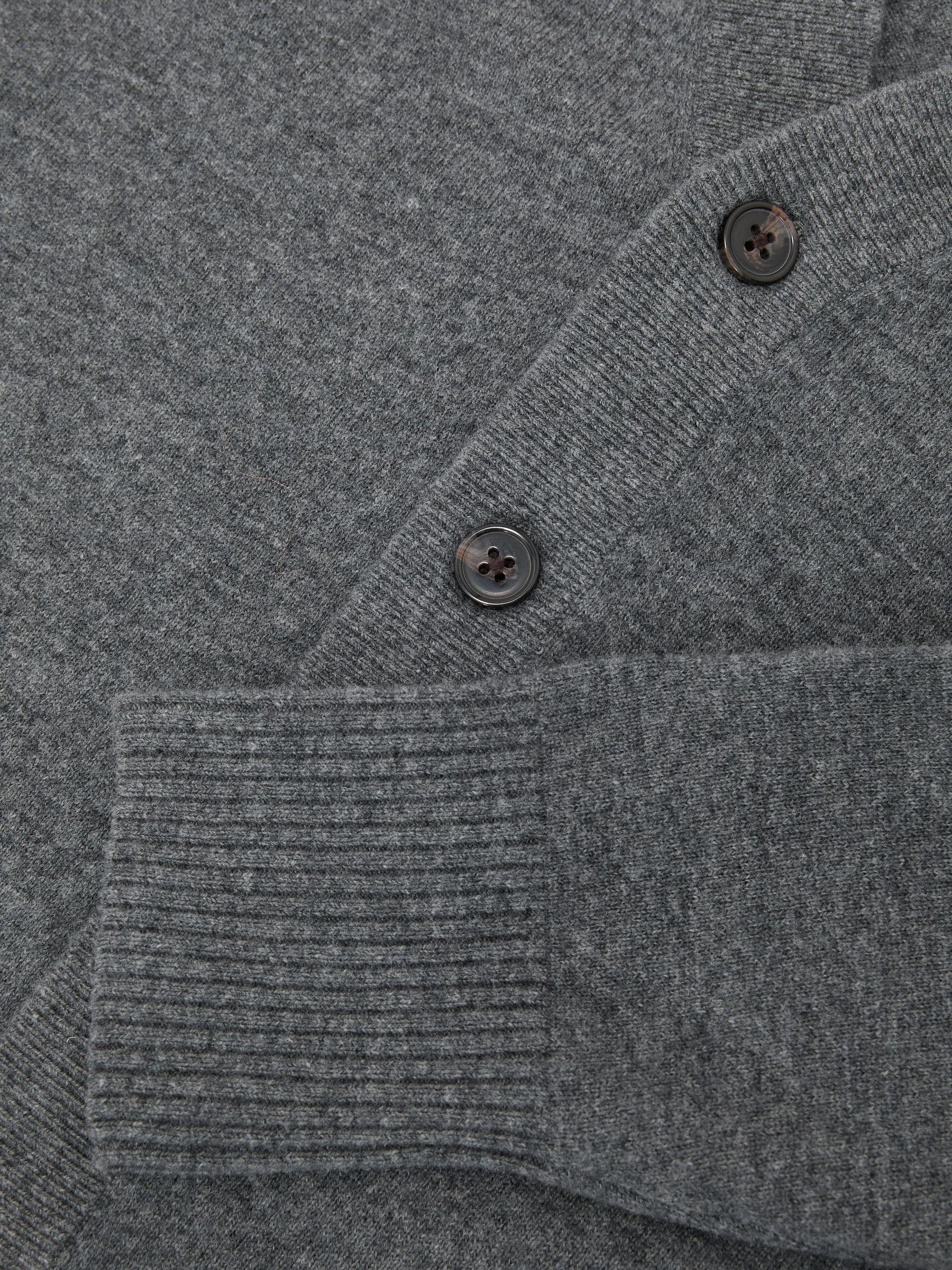Merino Wool V-Neck Cardigan in Grey - Image 6 of 6
