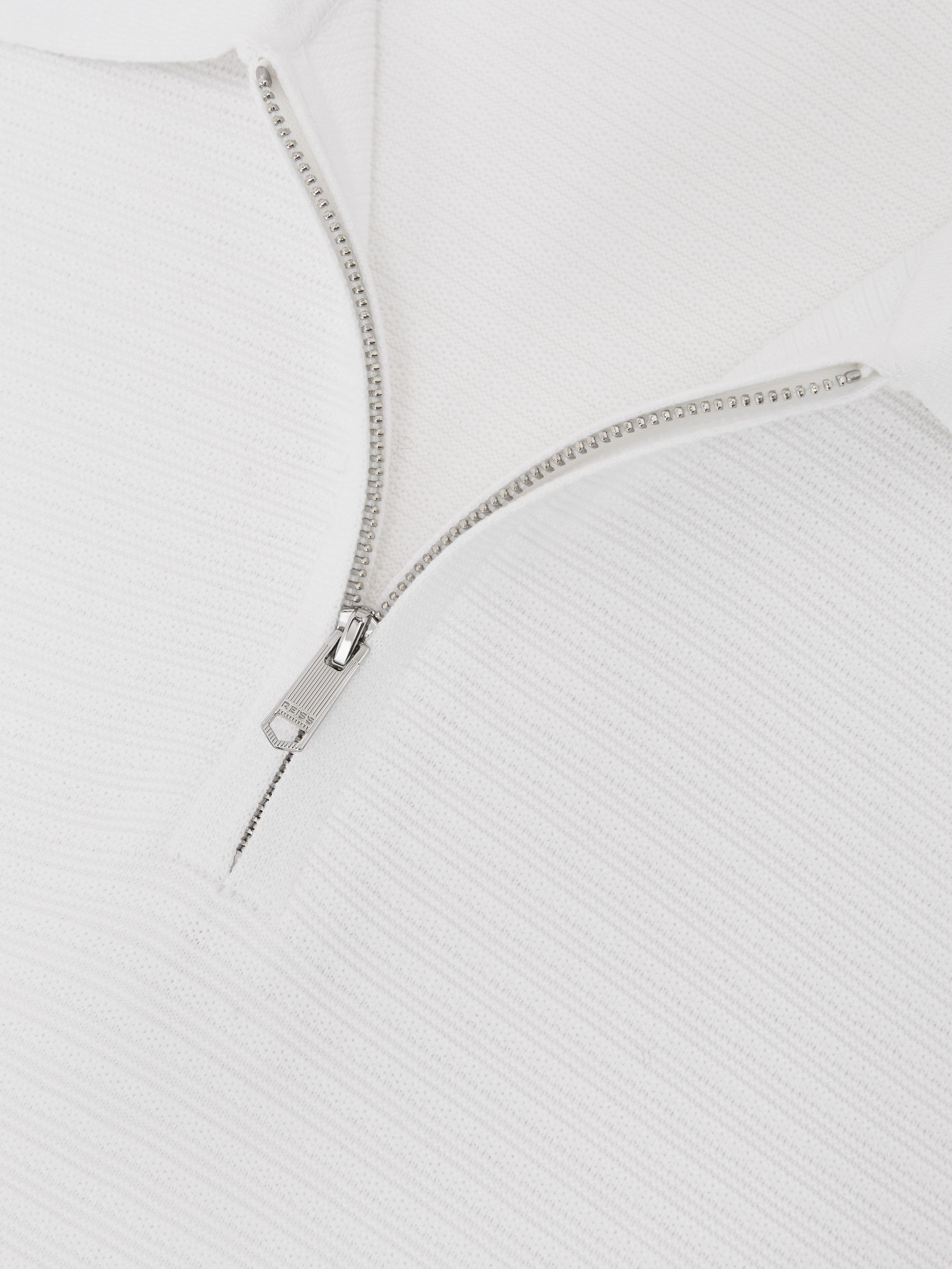 Textured-Knit Half-Zip Polo Shirt in White - image 3