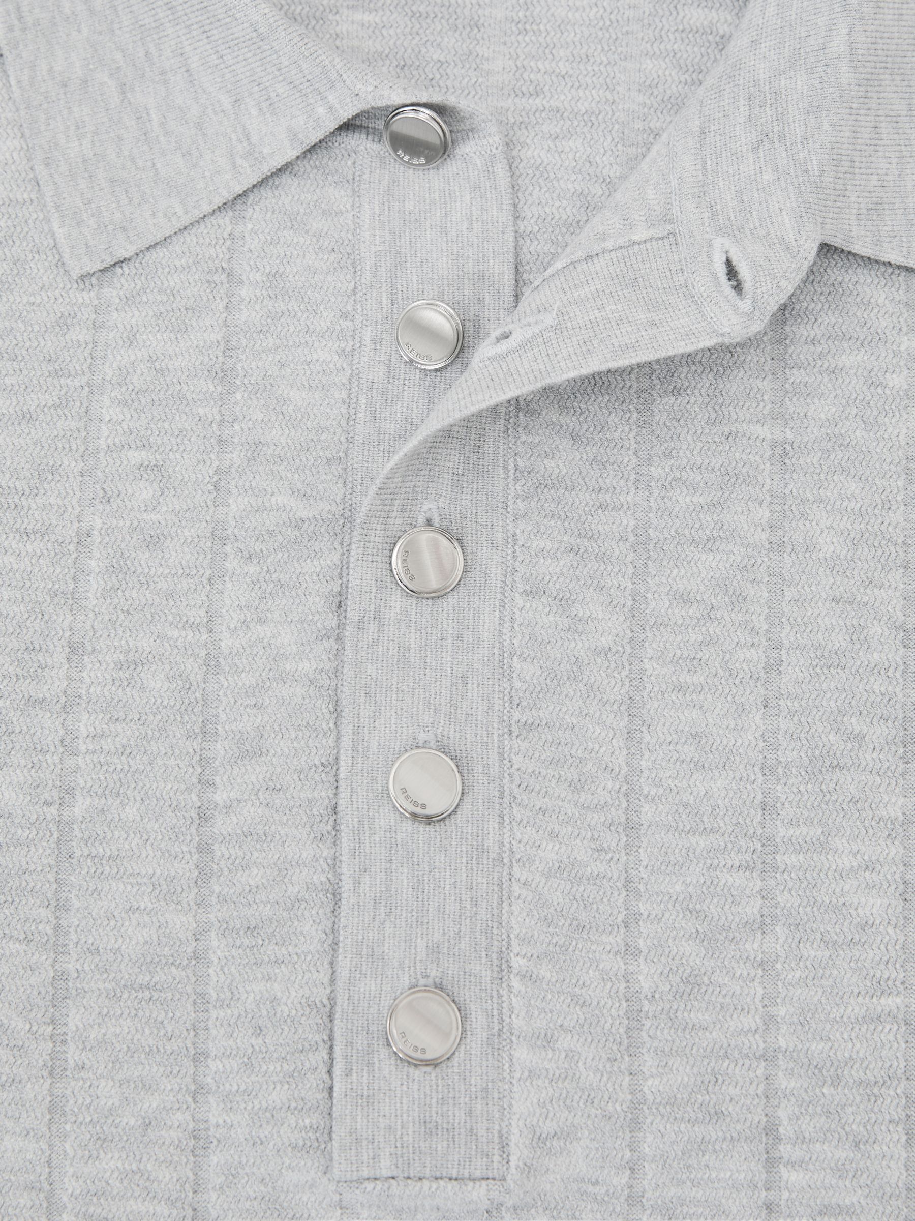 Wide-Ribbed Half-Button Polo Jumper in Soft Grey - Image 7 of 7