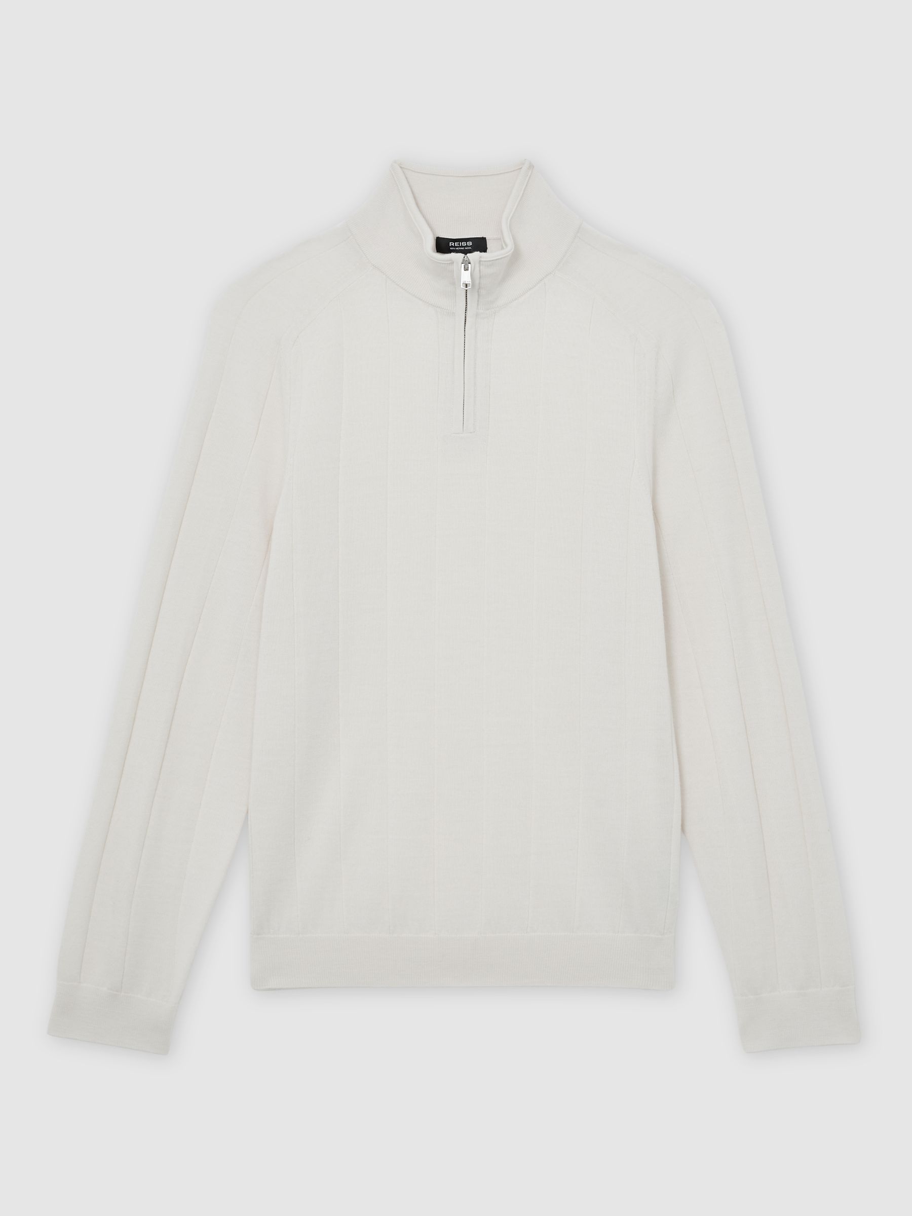 Merino Wool Wide-Rib Half-Zip Jumper in Snow White - Image 2 of 5