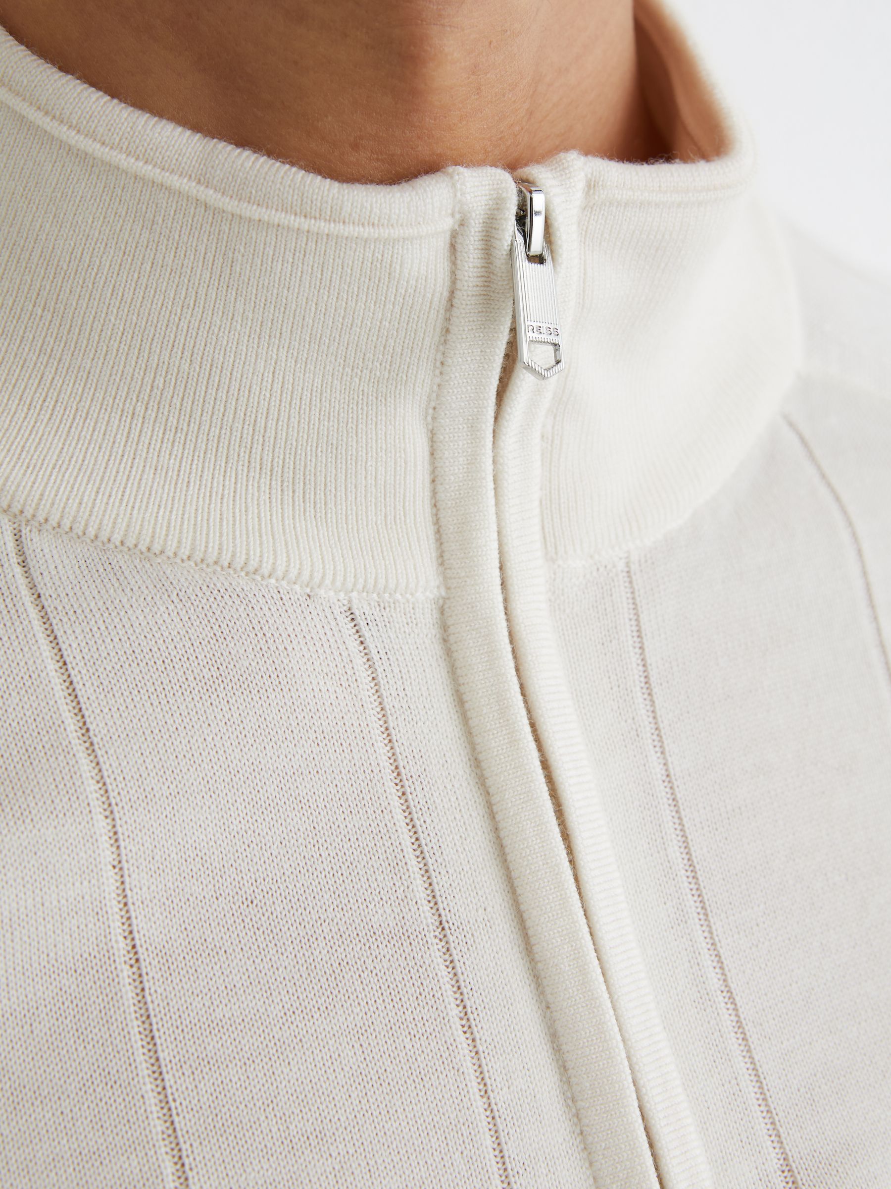 Merino Wool Wide-Rib Half-Zip Jumper in Snow White - Image 3 of 5