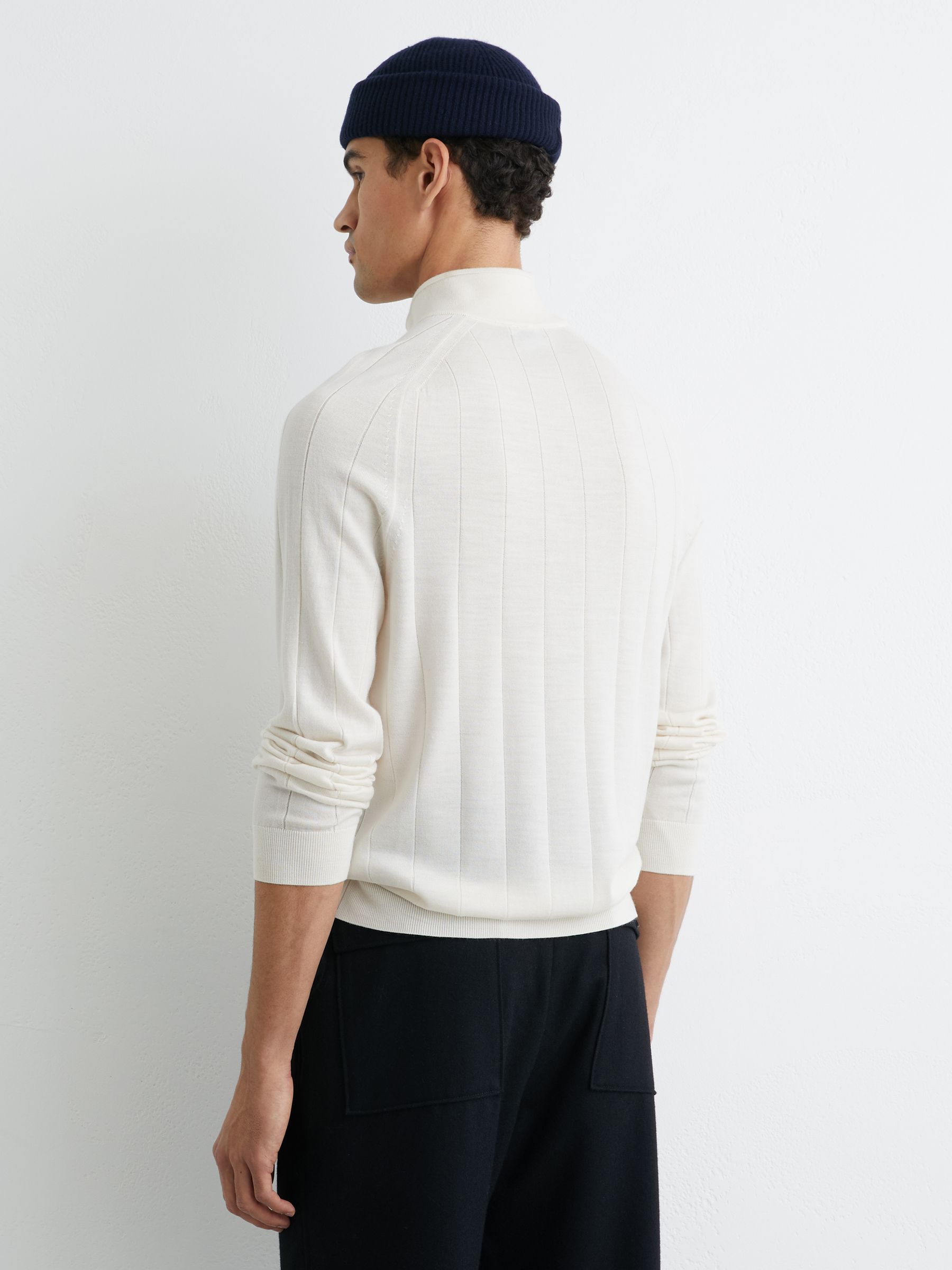 Wool Wide-Rib Half-Zip Jumper in Snow White - image 3