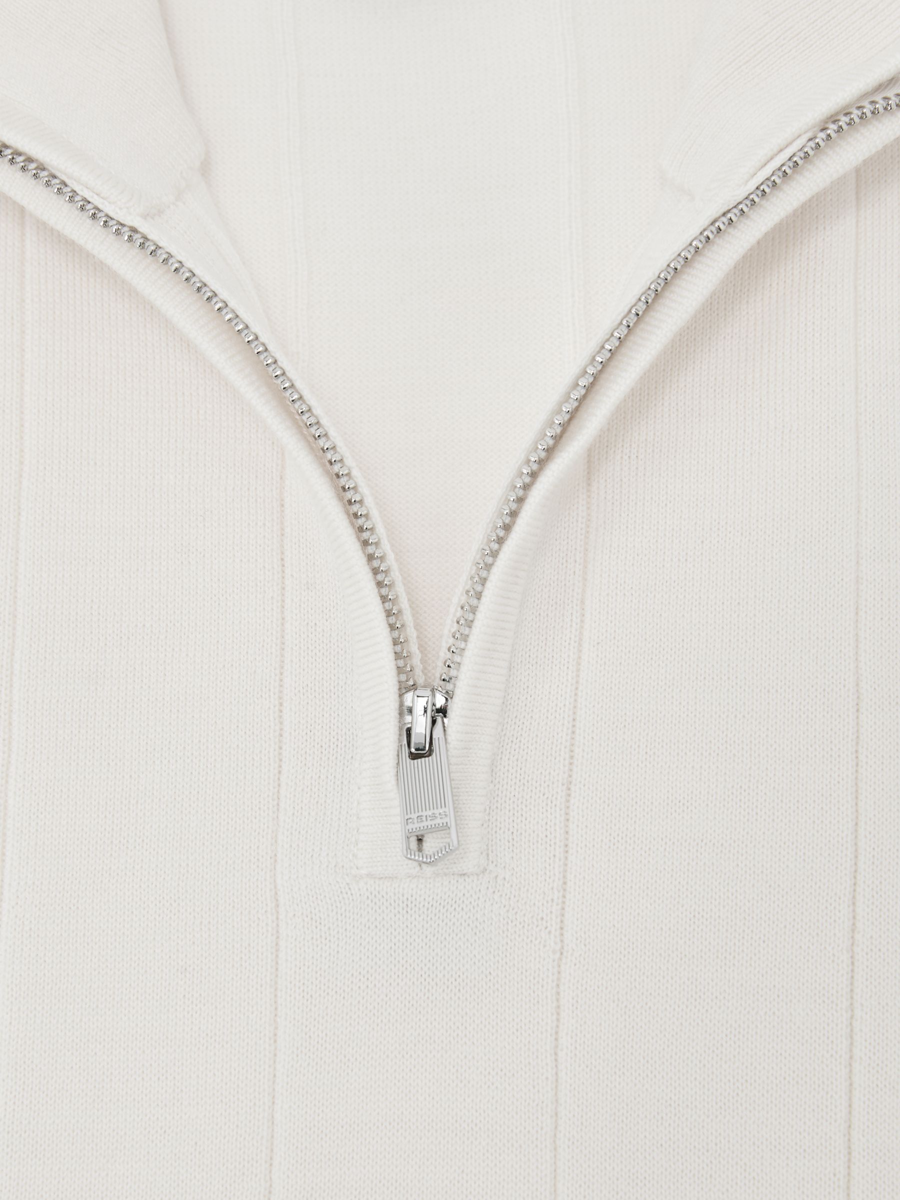 Merino Wool Wide-Rib Half-Zip Jumper in Snow White - Image 5 of 5