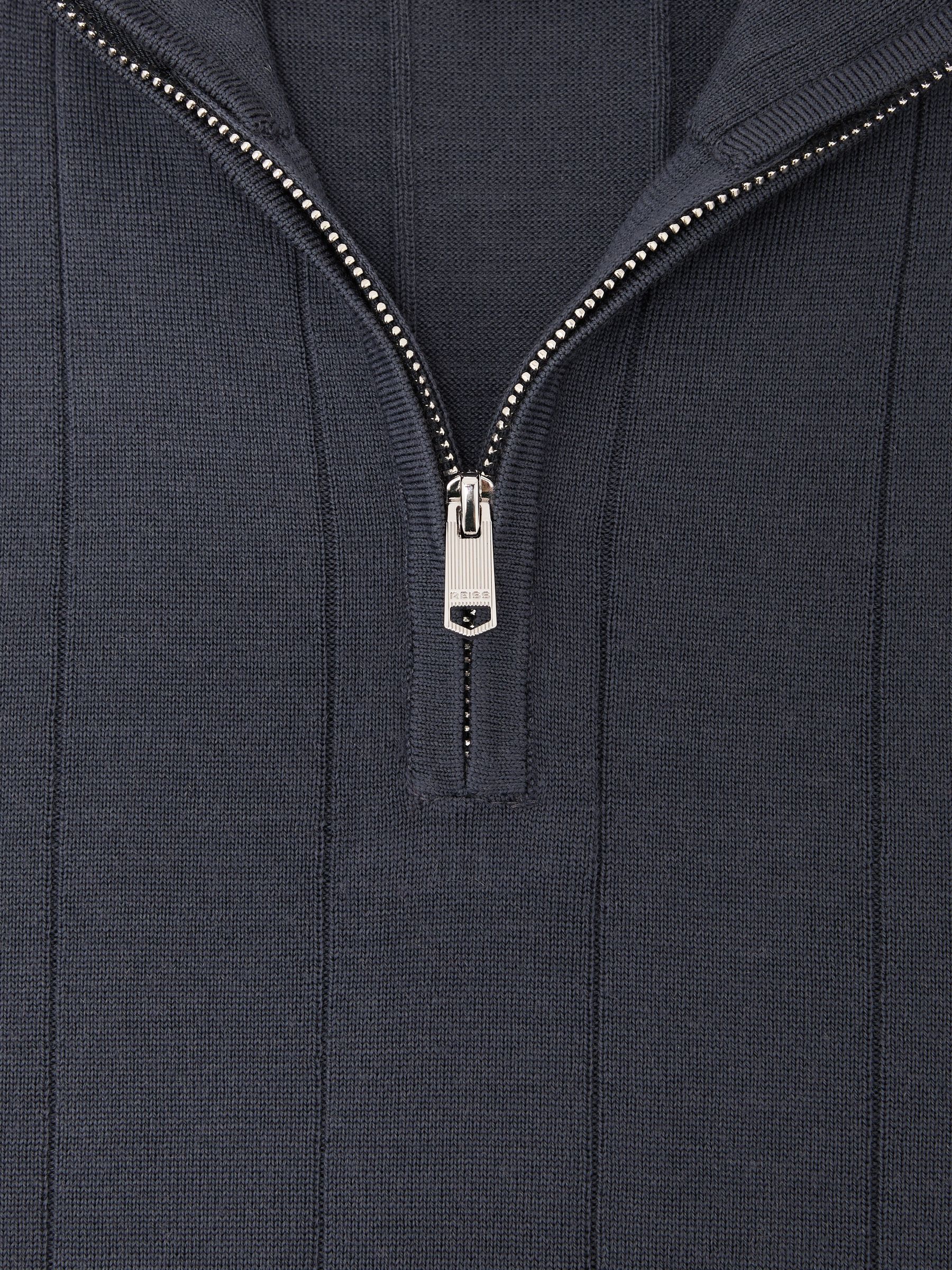 Merino Wool Wide-Rib Half-Zip Jumper in Airforce Blue - Image 6 of 6