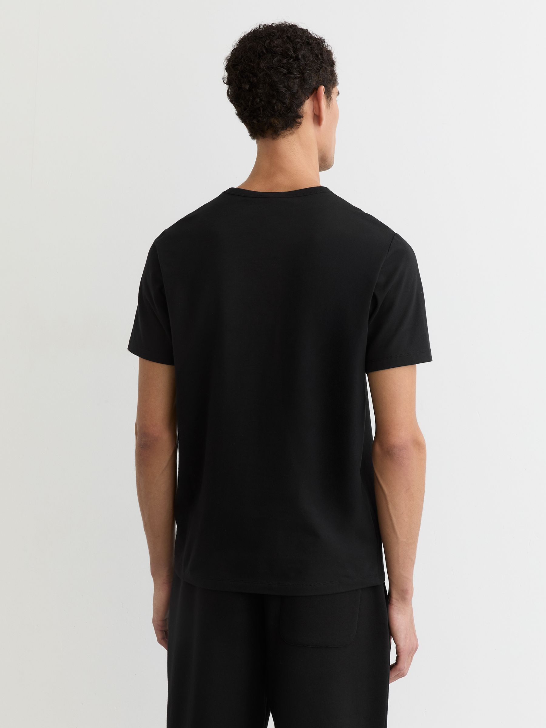 Stretch-Cotton Crew-Neck T-Shirt in Black - Image 4 of 5