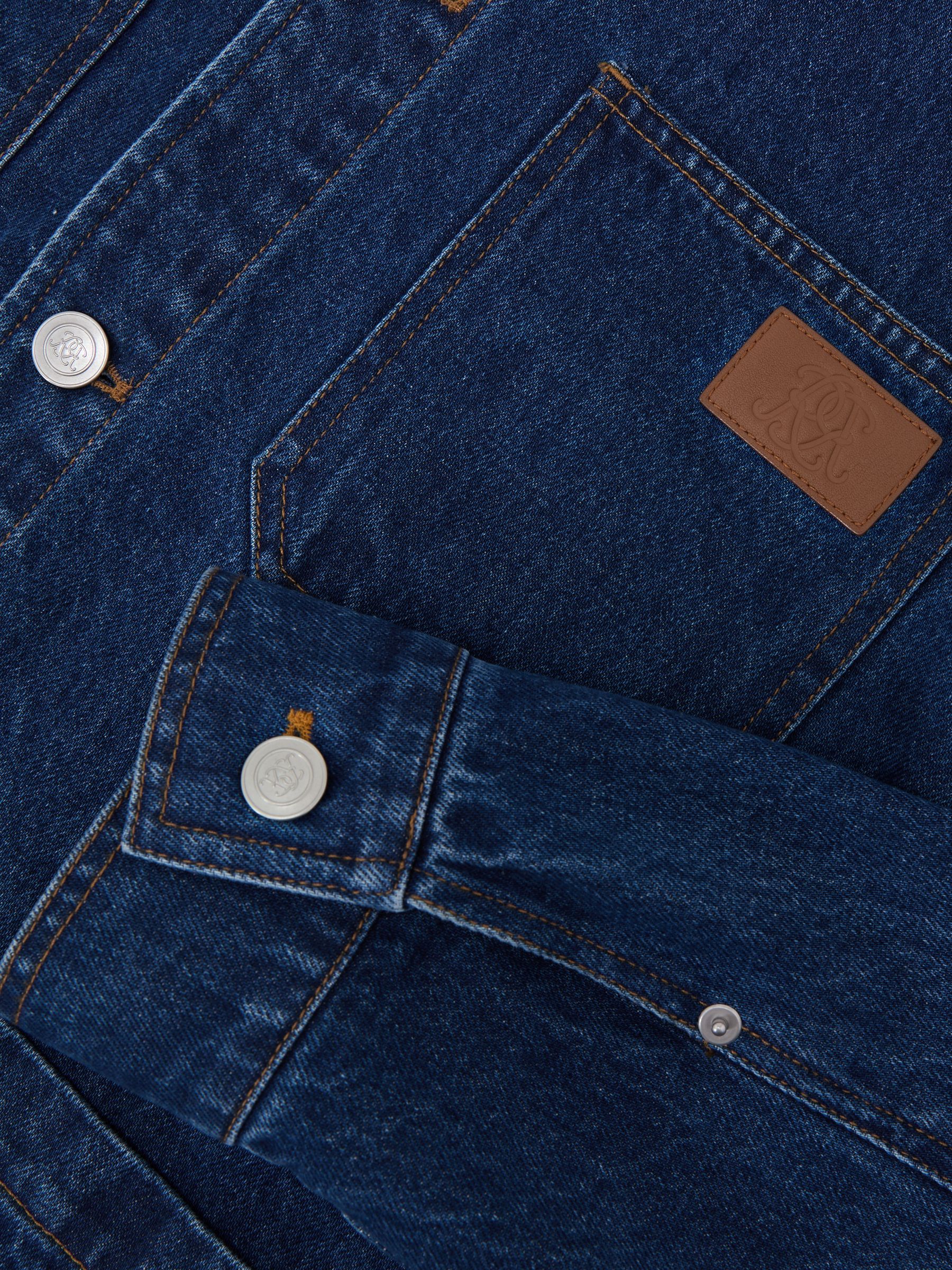 Monogram-Patch Relaxed Denim Overshirt in Mid Blue - Image 8 of 8