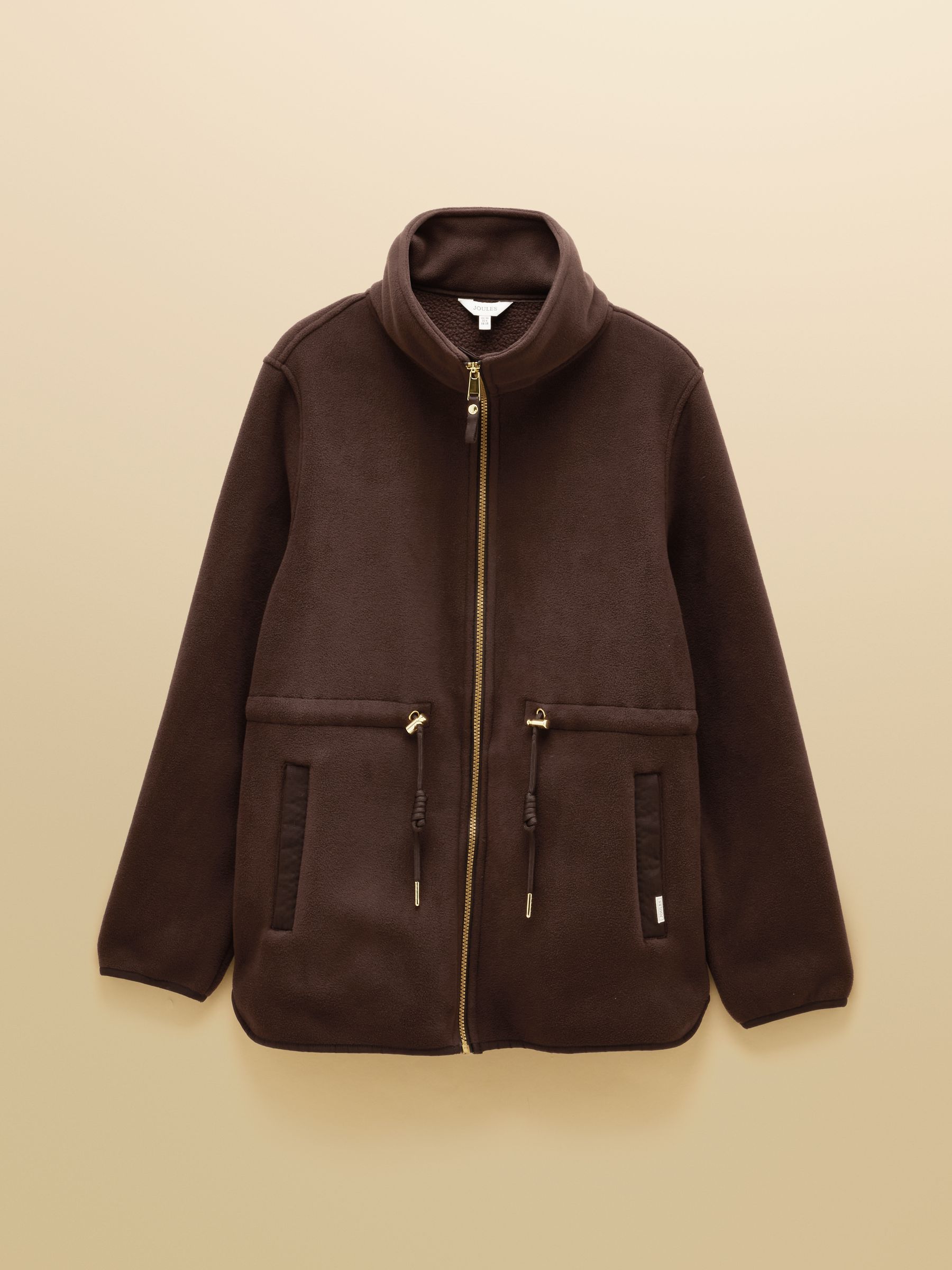 Longline Chocolate Brown Funnel Neck Full Zip Fleece Jacket - Image 8 of 8