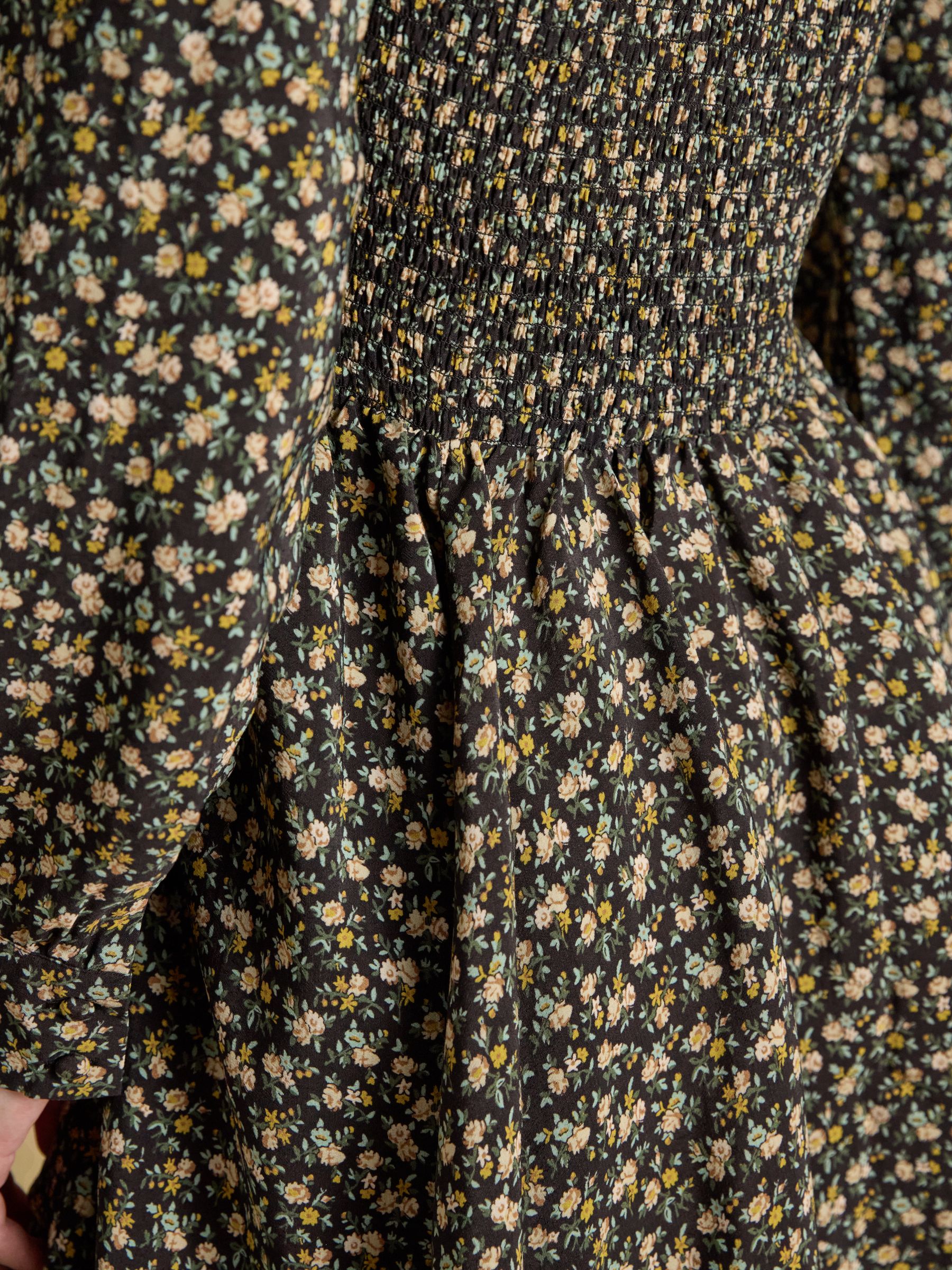 Sienna Navy Ditsy Short Smocked Shirt Dress - Image 6 of 7