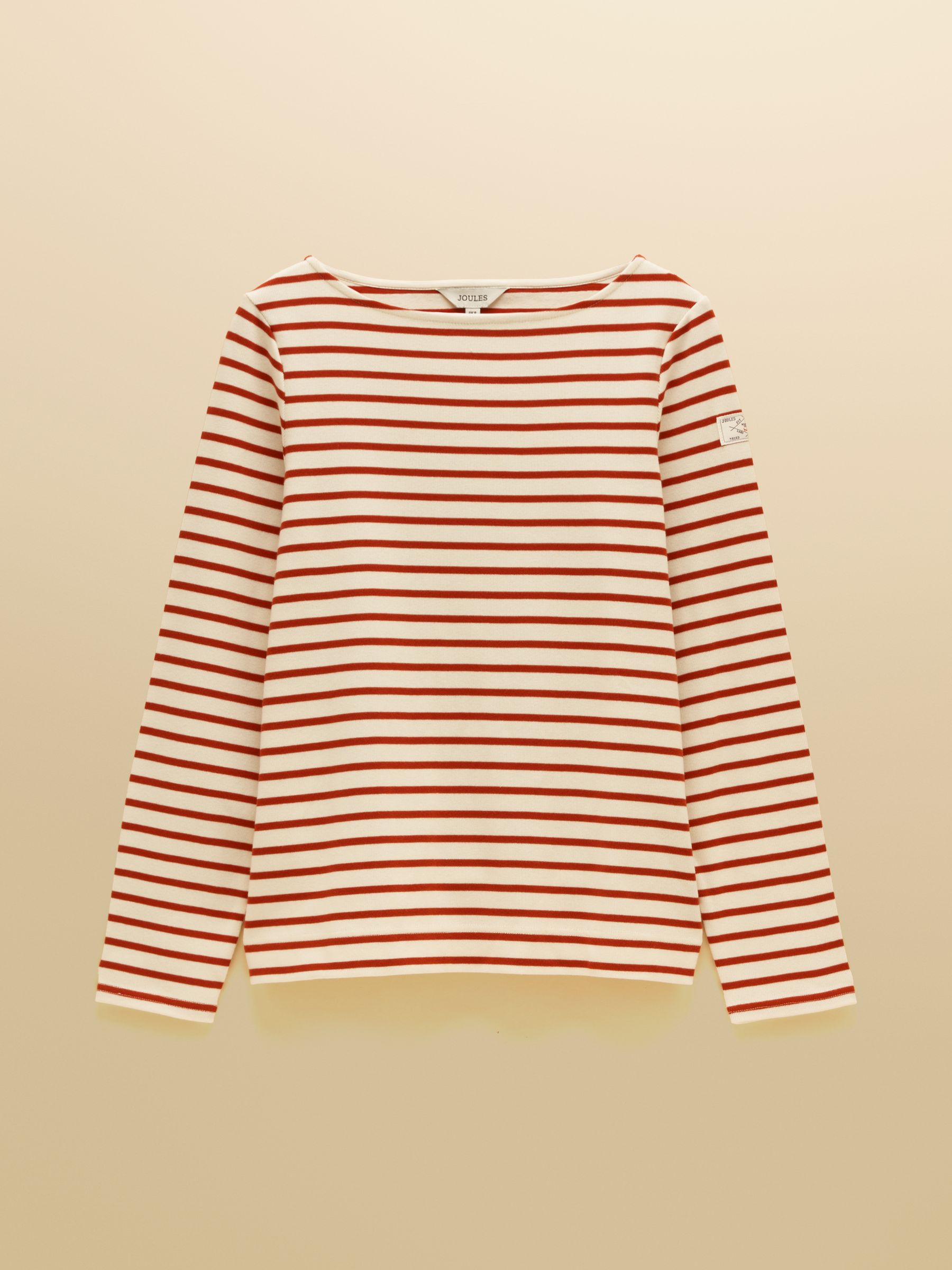 Harbour Cream & Burnt Orange Long Sleeve Striped Boat Neck Breton Top - Image 6 of 6