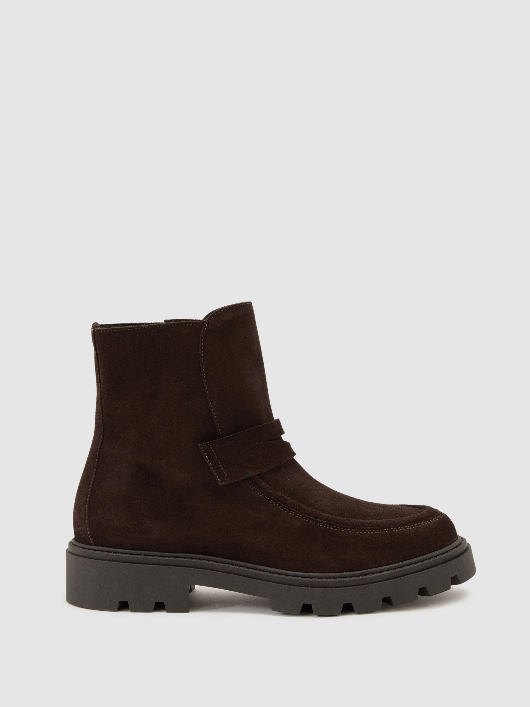 Suede Loafer Ankle Boots in Chocolate - image 4