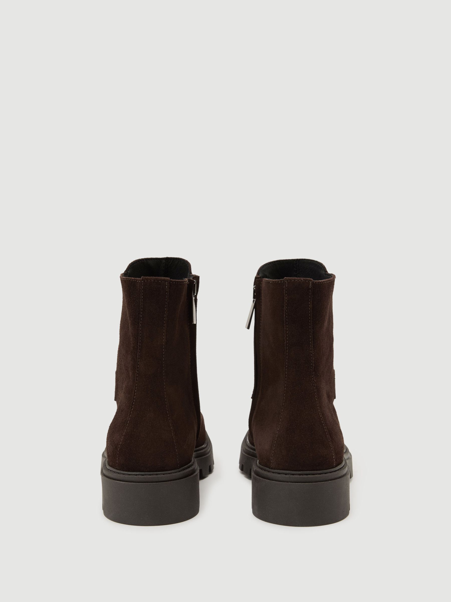 Suede Loafer Ankle Boots in Chocolate - Image 3 of 4