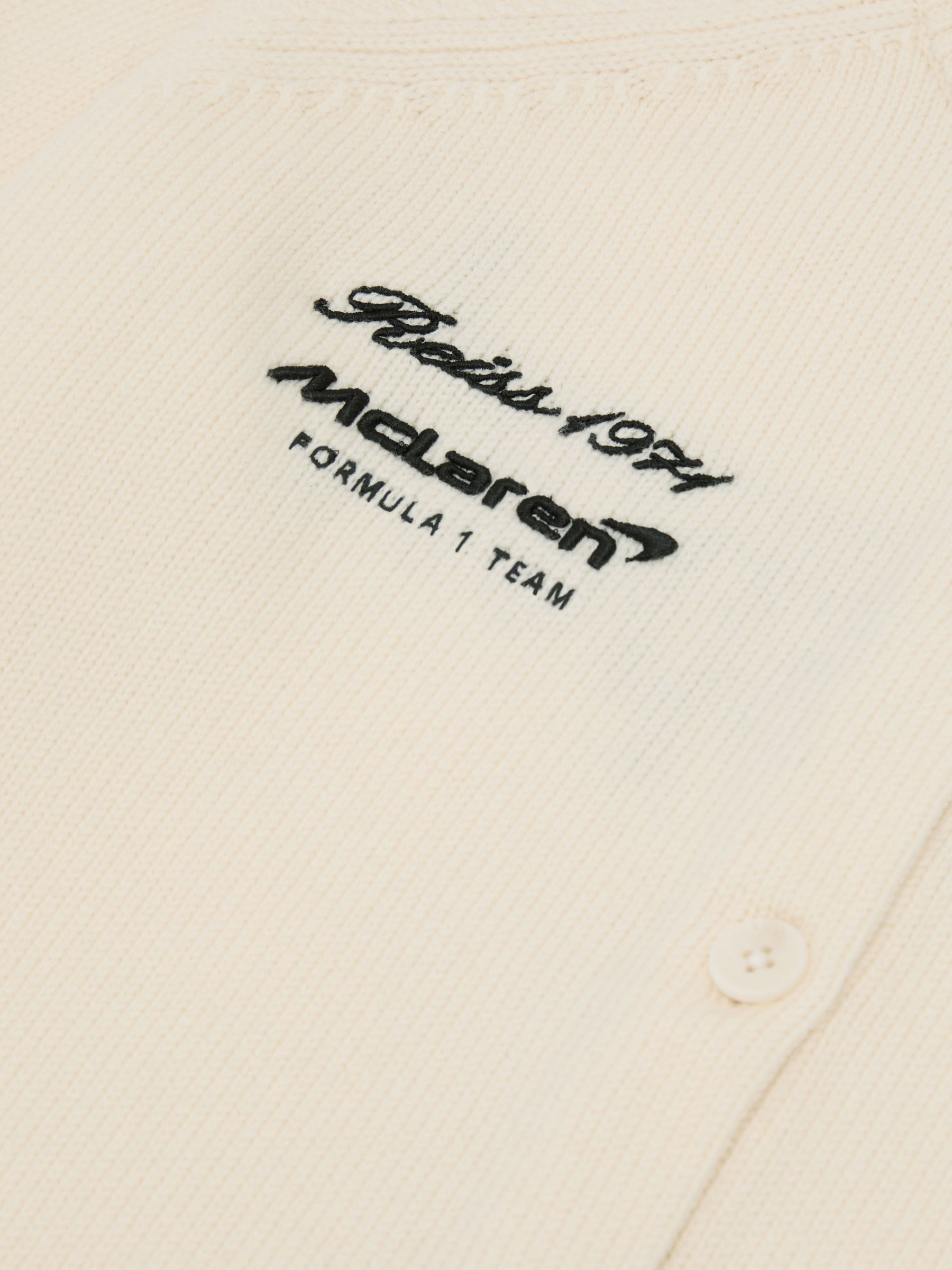 McLaren White Racing Merino Wool Cropped Cardigan in White - Image 7 of 8