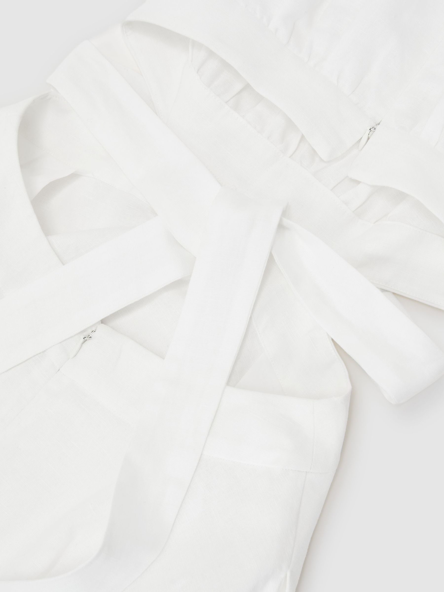 Petite Linen-Cotton Cut-Out Midi Dress in Ivory - Image 6 of 7