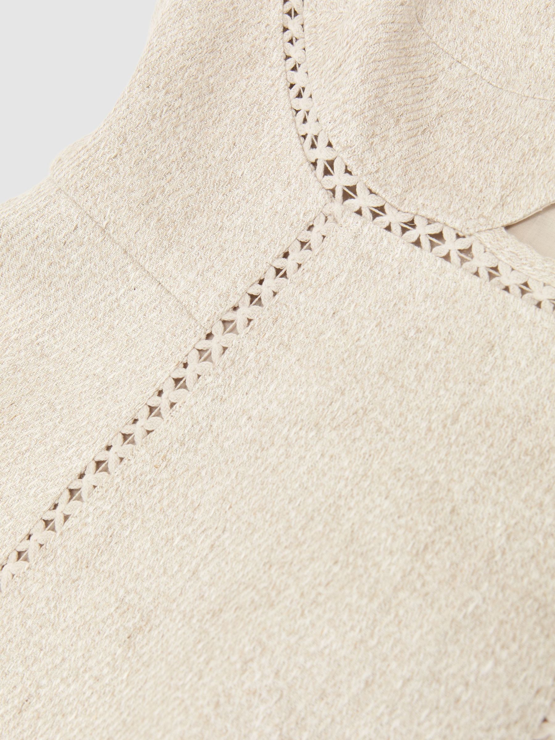 Linen-Blend Fit-and-Flare Midi Dress in Neutral - image 4